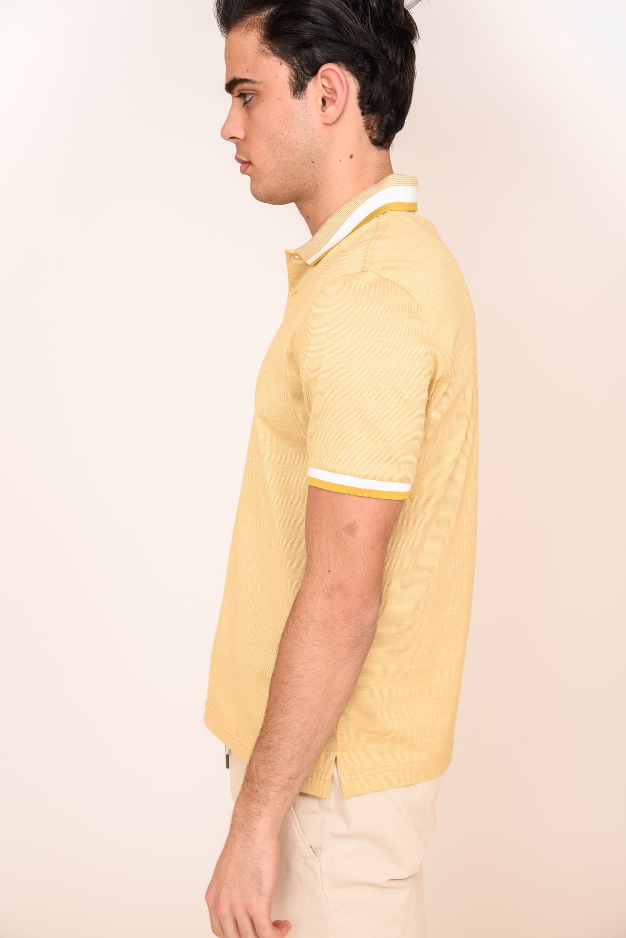 ΑΝΔΡΙΚΟ POLO PORTOBELLO'S ΚΙΤΡΙΝΟ ΜΕ ΛΕΥΚΗ ΡΙΓΑ ΣΤΟ ΓΙΑΚΑ ΚΑΙ ΤΑ ΜΑΝΙΚΙΑ
