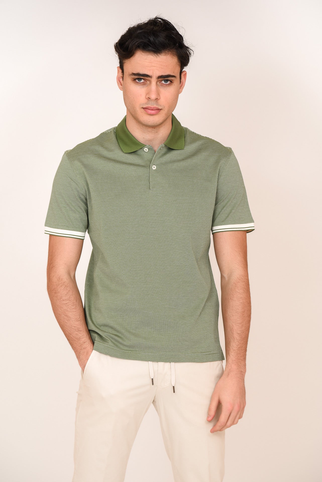 ΑΝΔΡΙΚΟ POLO PORTOBELLO'S ΠΡΑΣΙΝΟ ΜΕ ΛΕΥΚΗ ΛΕΠΤΟΜΕΡΕΙΑ ΣΤΑ ΜΑΝΙΚΙΑ