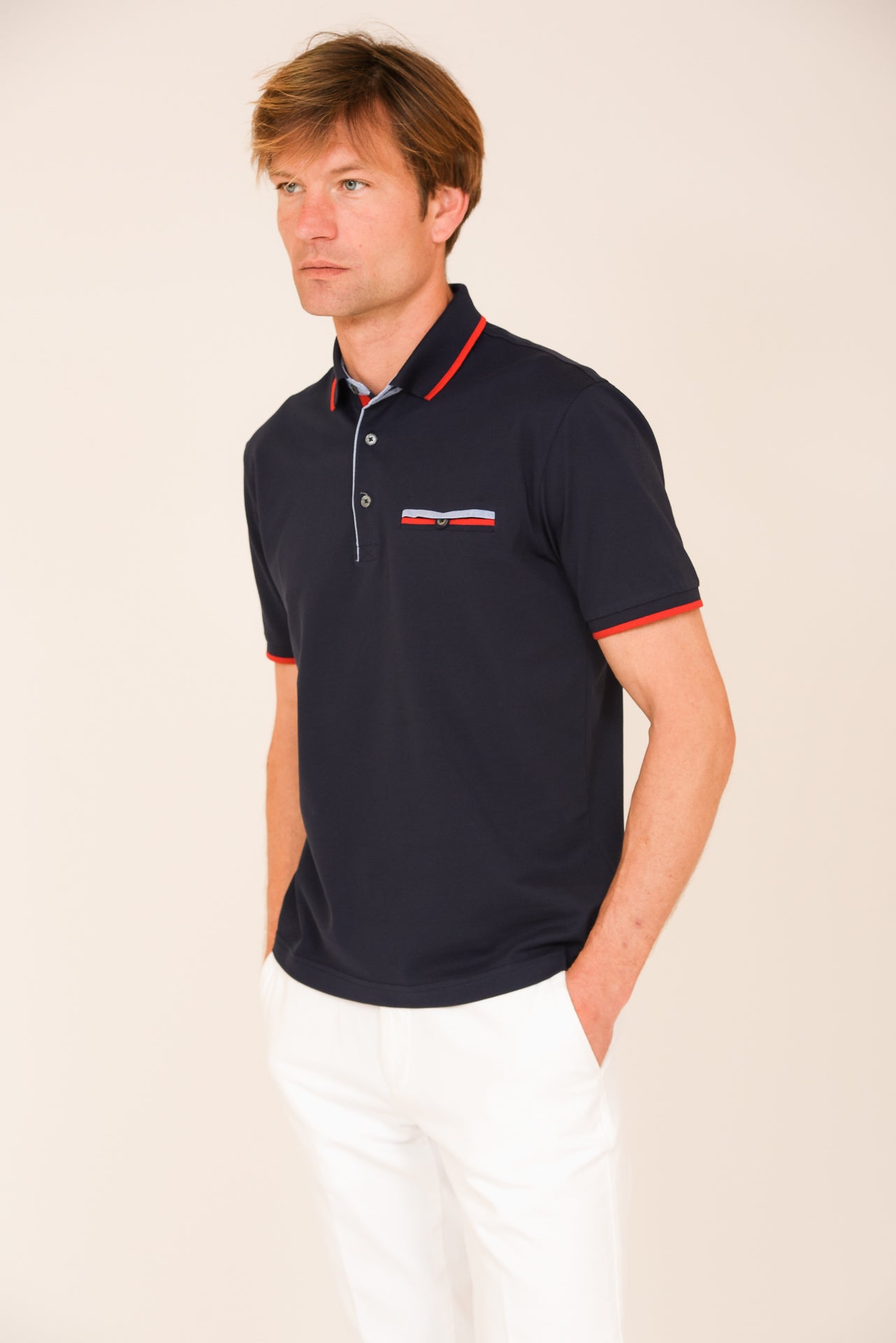 ΑΝΔΡΙΚΟ POLO PORTOBELLO'S ΜΠΛΕ ΜΕ ΚΟΚΚΙΝΕΣ ΚΑΙ ΣΙΕΛ ΛΕΠΤΟΜΕΡΕΙΕΣ ΣΤΟ ΓΙΑΚΑ ΚΑΙ ΣΤΗΝ ΕΣΩΤΕΡΙΚΗ ΤΣΕΠΗ