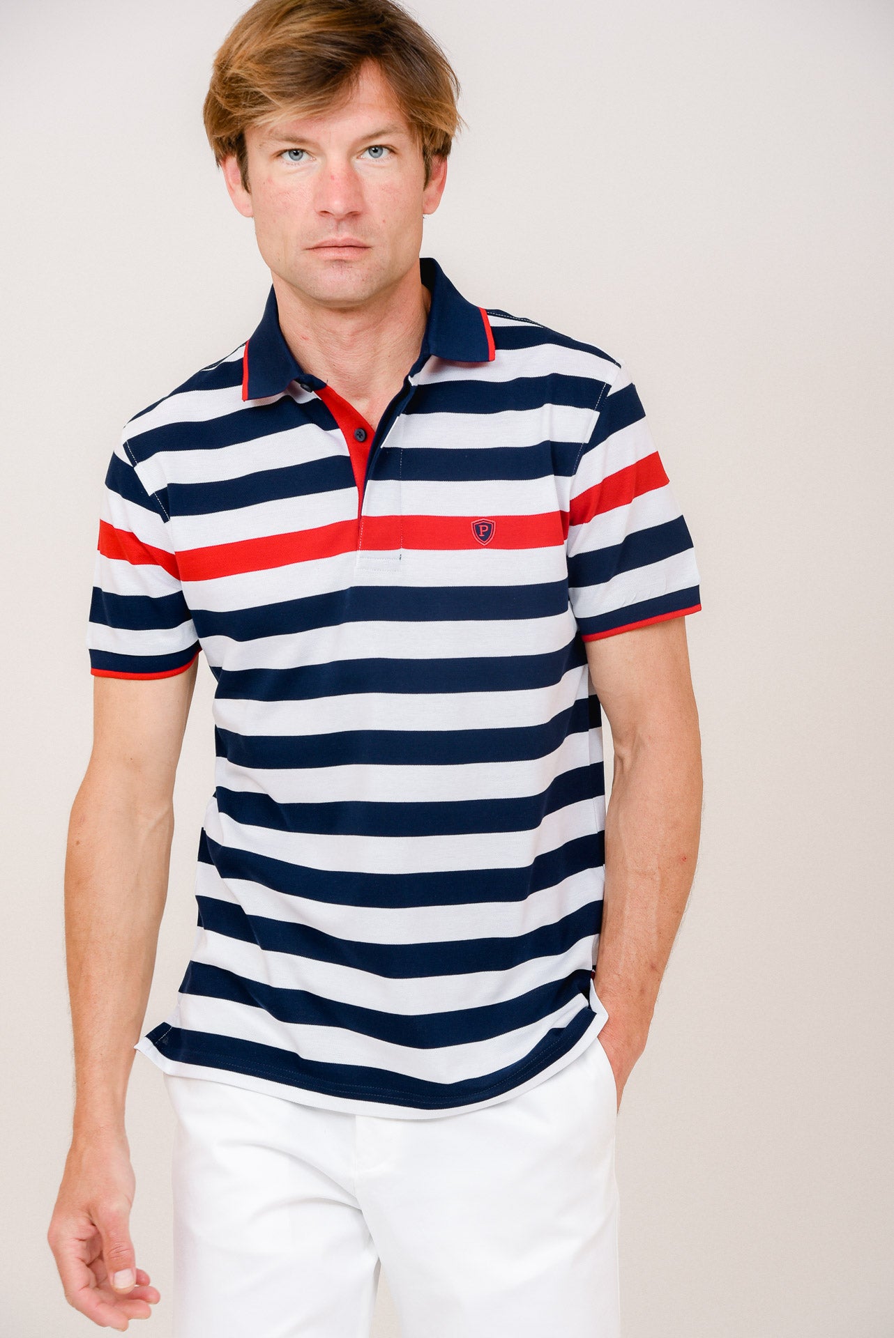 ΑΝΔΡΙΚΟ POLO PORTOBELLO'S ΡΙΓΕ ΜΕ ΜΠΛΕ ΛΕΥΚΕΣ ΚΑΙ ΚΟΚΚΙΝΕΣ ΡΙΓΕΣ