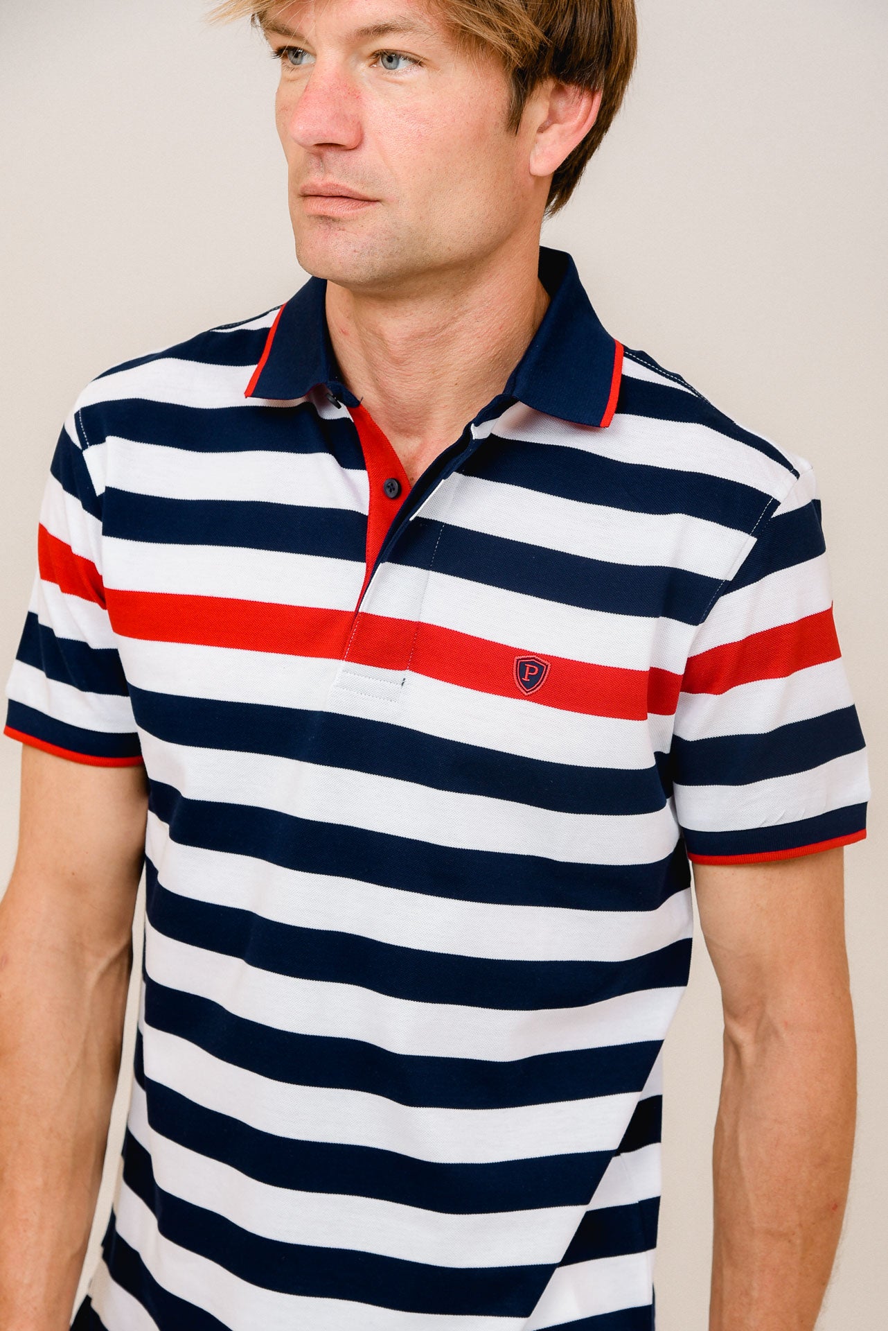 ΑΝΔΡΙΚΟ POLO PORTOBELLO'S ΡΙΓΕ ΜΕ ΜΠΛΕ ΛΕΥΚΕΣ ΚΑΙ ΚΟΚΚΙΝΕΣ ΡΙΓΕΣ