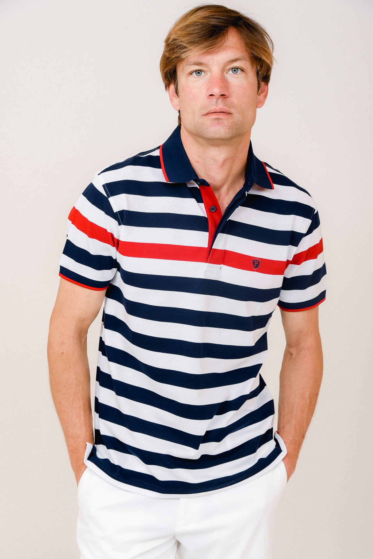 ΑΝΔΡΙΚΟ POLO PORTOBELLO'S ΡΙΓΕ ΜΕ ΜΠΛΕ ΛΕΥΚΕΣ ΚΑΙ ΚΟΚΚΙΝΕΣ ΡΙΓΕΣ