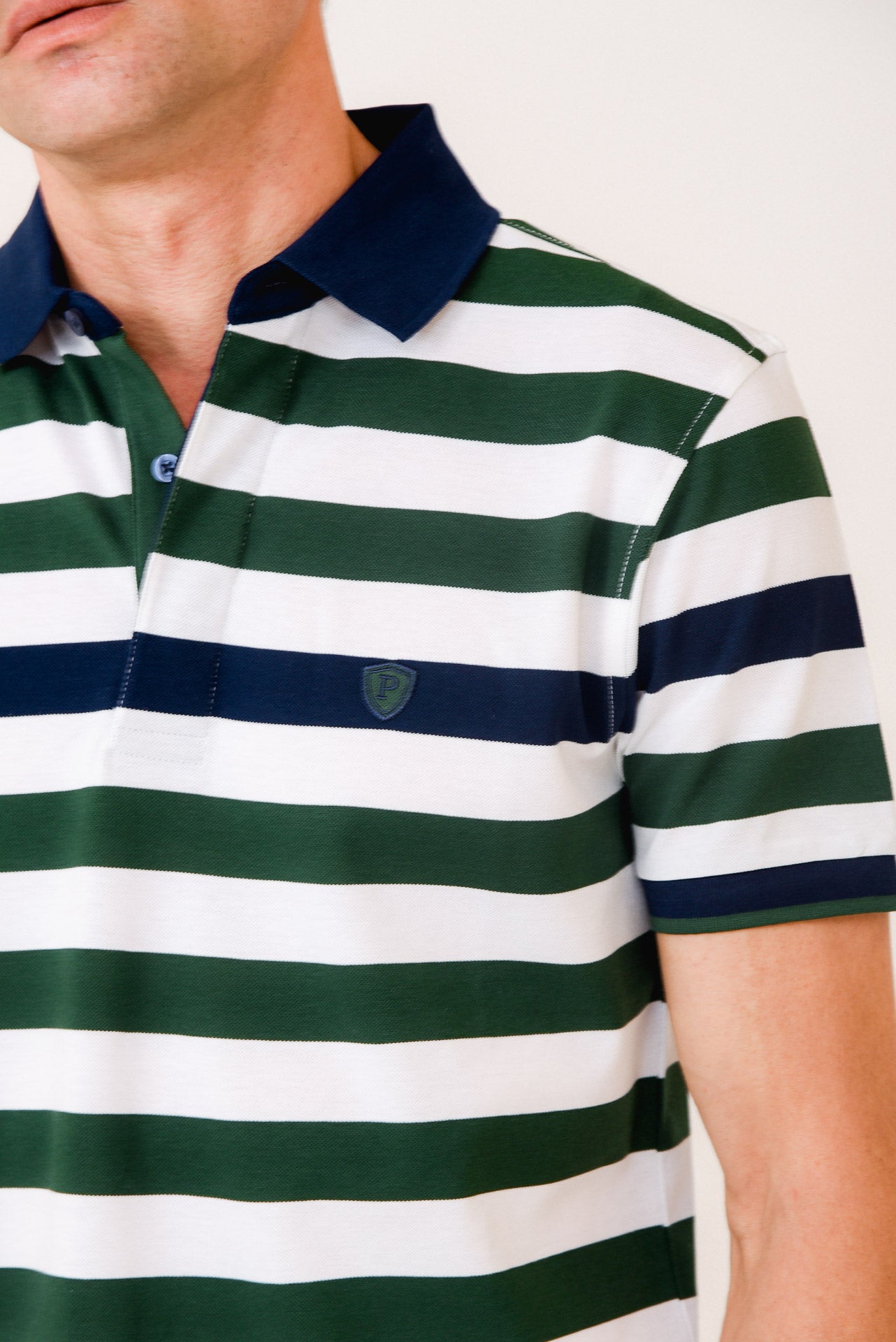 ΑΝΔΡΙΚΟ POLO PORTOBELLO'S ΜΠΛΕ ΠΡΑΣΙΝΟ ΡΙΓΕ ΜΕ ΛΕΥΚΕΣ ΡΙΓΕΣ ΚΑΙ ΜΠΛΕ ΓΙΑΚΑ