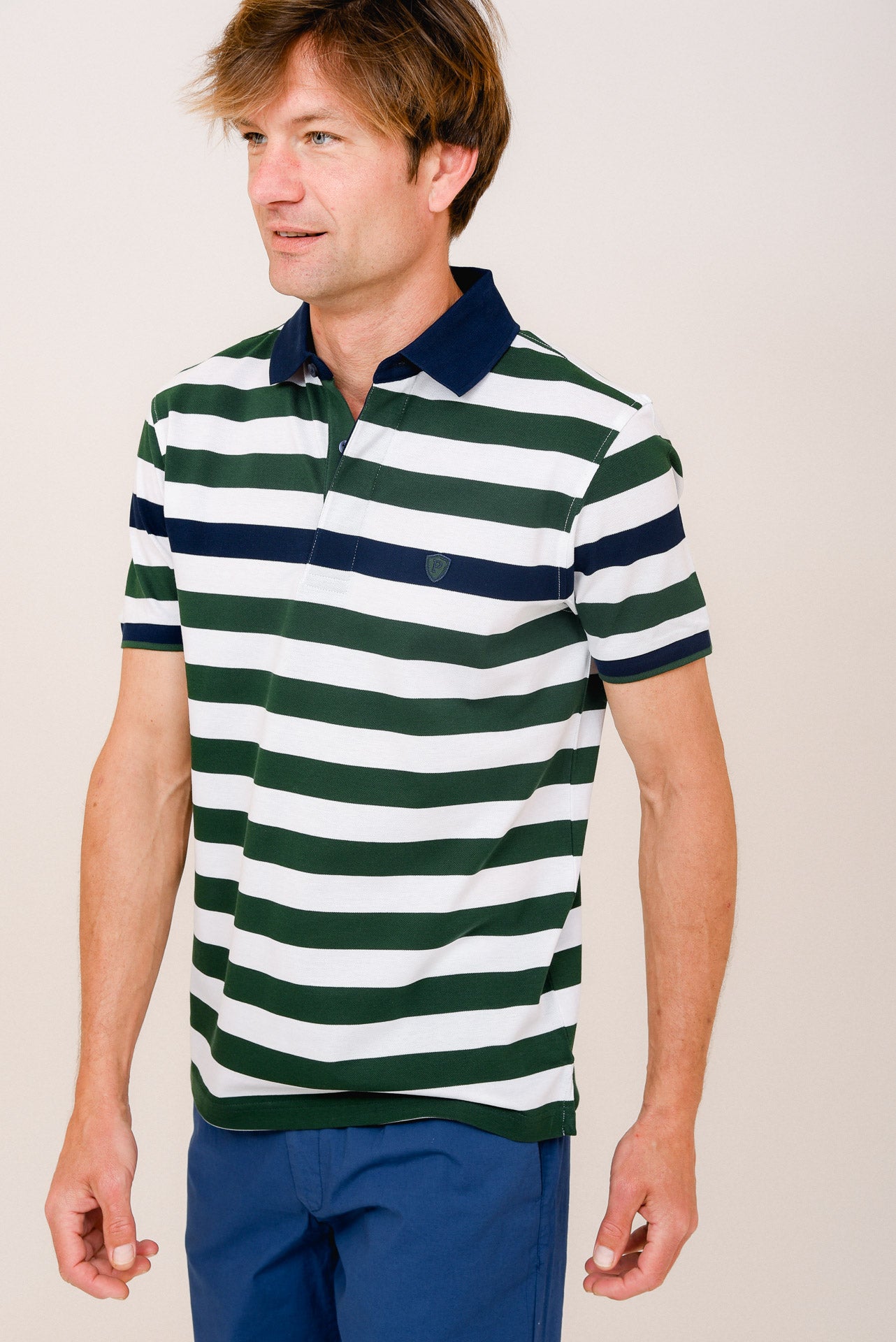 ΑΝΔΡΙΚΟ POLO PORTOBELLO'S ΜΠΛΕ ΠΡΑΣΙΝΟ ΡΙΓΕ ΜΕ ΛΕΥΚΕΣ ΡΙΓΕΣ ΚΑΙ ΜΠΛΕ ΓΙΑΚΑ