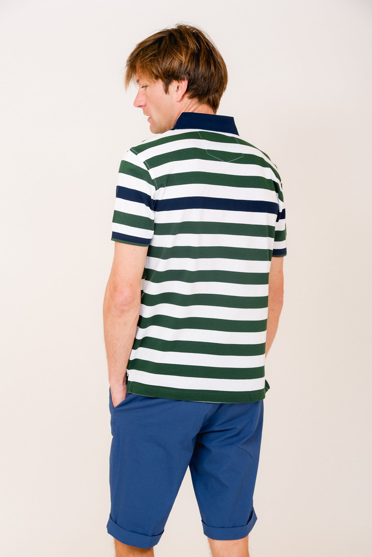 ΑΝΔΡΙΚΟ POLO PORTOBELLO'S ΜΠΛΕ ΠΡΑΣΙΝΟ ΡΙΓΕ ΜΕ ΛΕΥΚΕΣ ΡΙΓΕΣ ΚΑΙ ΜΠΛΕ ΓΙΑΚΑ