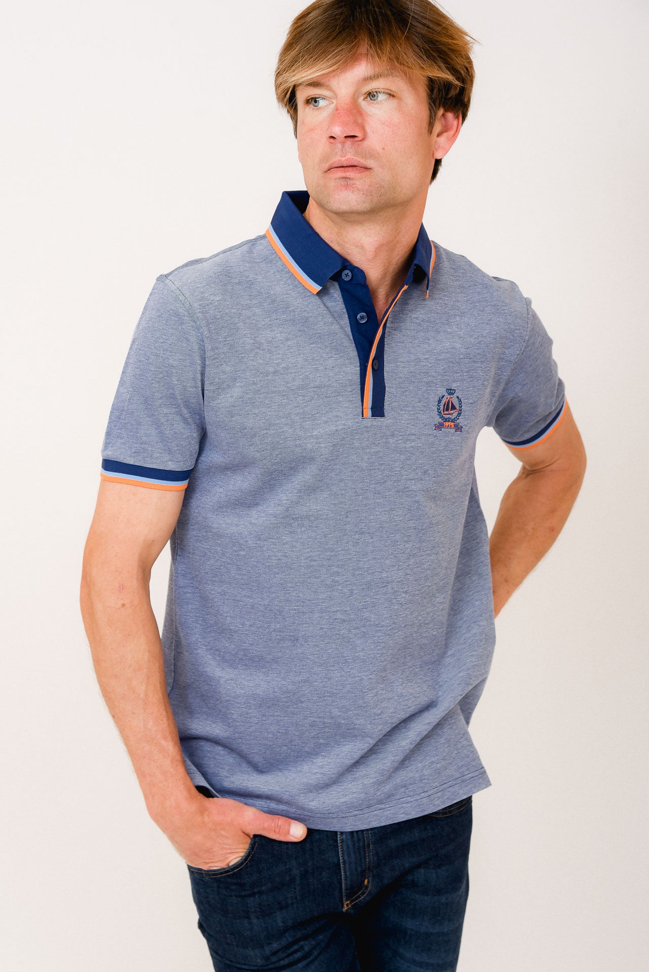 ΑΝΔΡΙΚΟ POLO PORTOBELLO'S ΤΖΙΝ ΜΕ ΜΠΛΕ ΚΑΙ ΠΟΡΤΟΚΑΛΙ ΛΕΠΤΟΜΕΡΕΙΕΣ