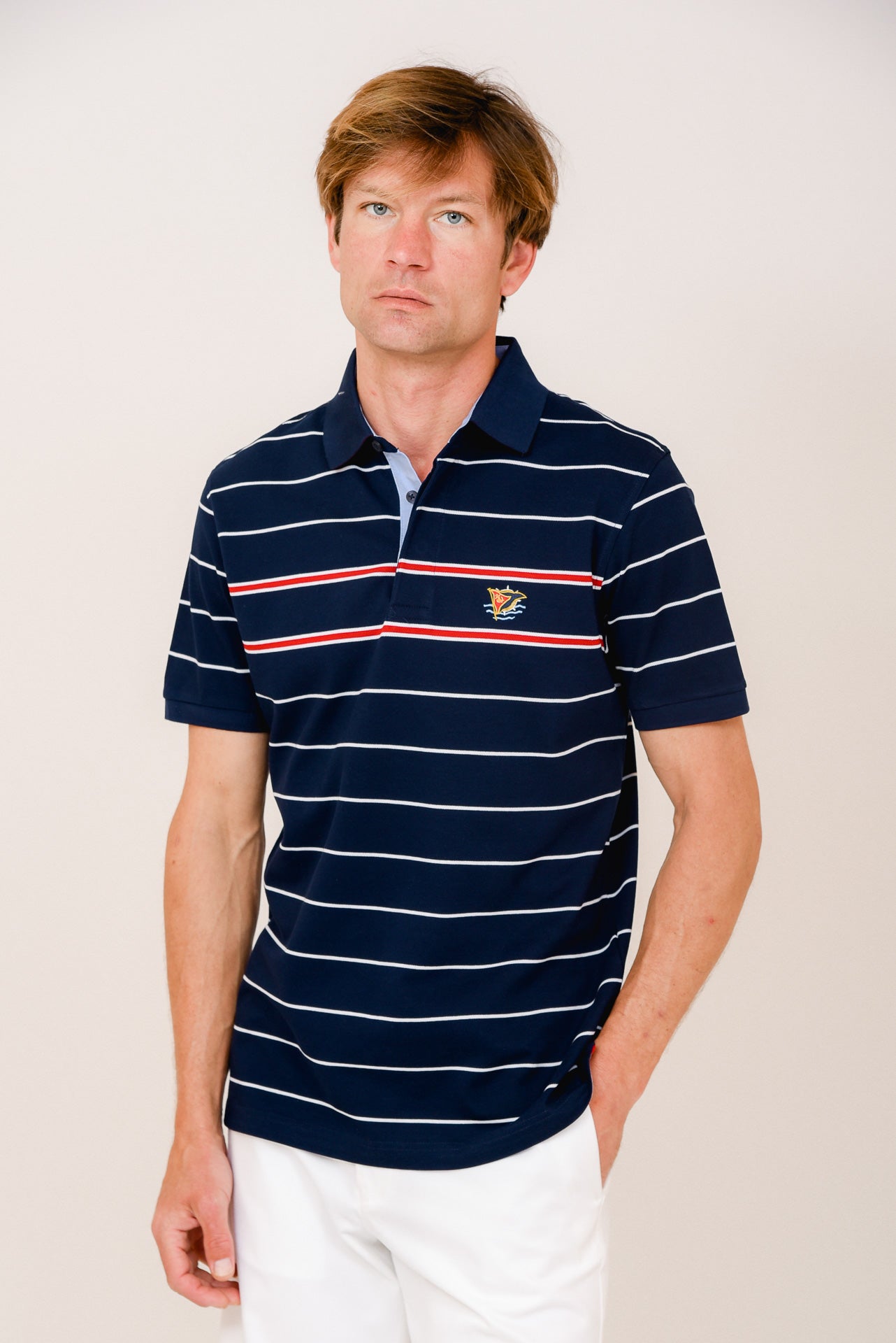 ΑΝΔΡΙΚΟ POLO PORTOBELLO'S ΜΠΛΕ ΜΕ ΛΕΥΚΕΣ ΚΑΙ ΔΥΟ ΚΟΚΚΙΝΕΣ ΡΙΓΕΣ
