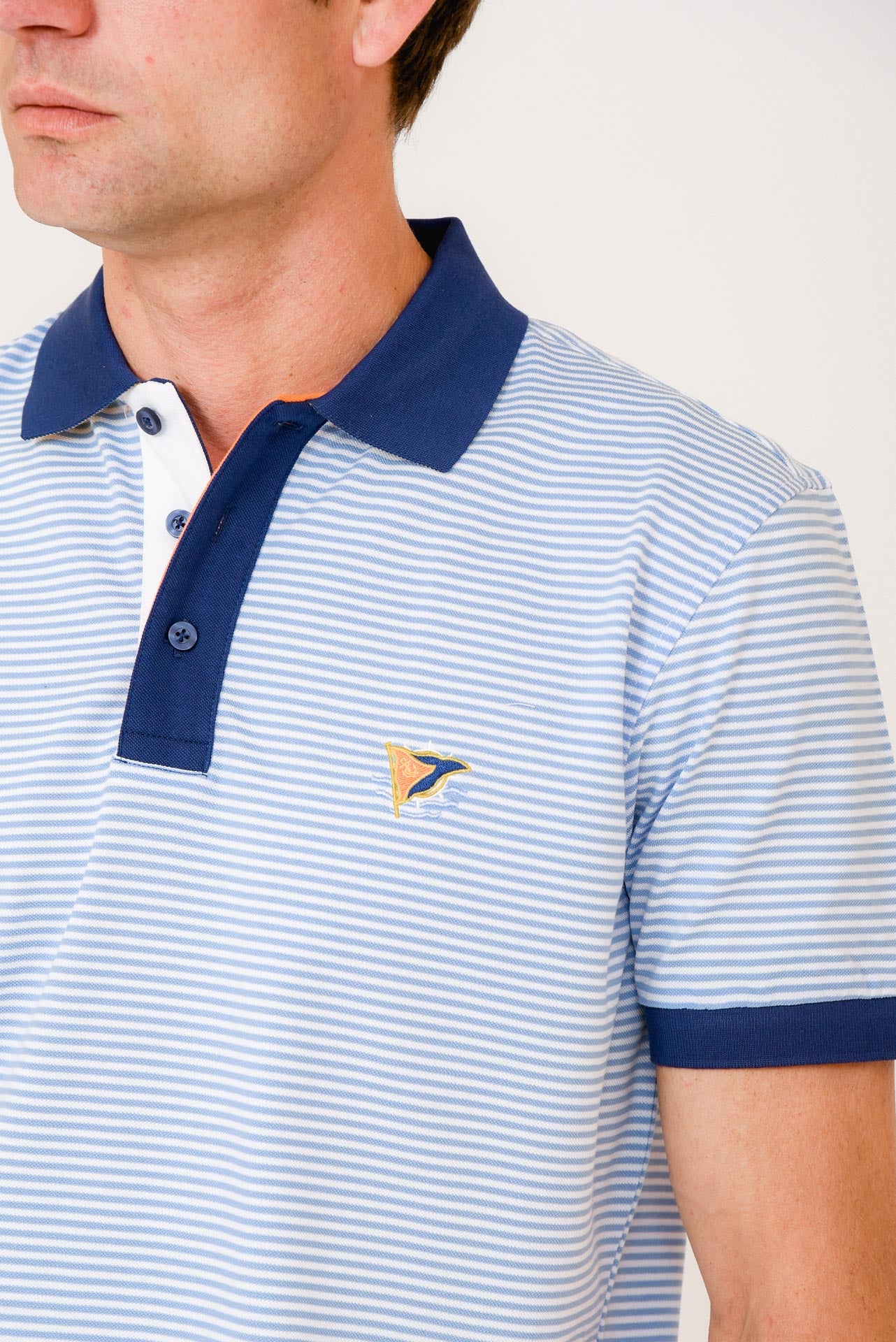 ΑΝΔΡΙΚΟ POLO PORTOBELLO'S ΡΙΓΕ ΣΙΕΛ ΜΕ ΜΠΛΕ ΛΕΠΤΟΜΕΡΕΙΕΣ