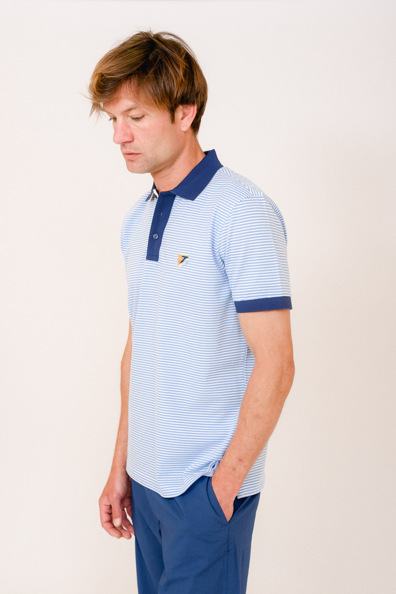 ΑΝΔΡΙΚΟ POLO PORTOBELLO'S ΡΙΓΕ ΣΙΕΛ ΜΕ ΜΠΛΕ ΛΕΠΤΟΜΕΡΕΙΕΣ