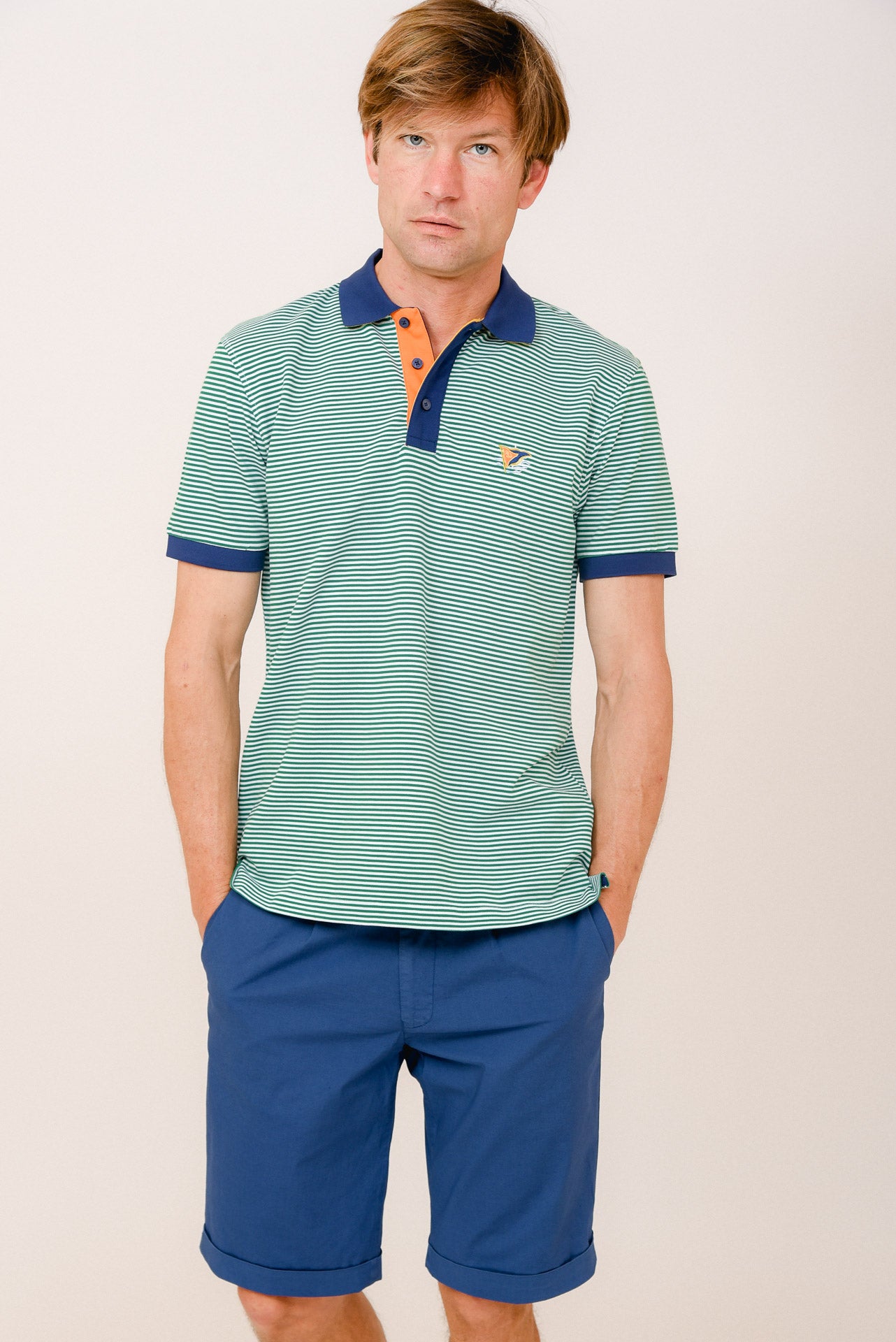 ΑΝΔΡΙΚΟ POLO PORTOBELLO'S ΠΡΑΣΙΝΟ ΡΙΓΕ ΜΕ ΜΠΛΕ ΚΑΙ ΠΟΡΤΟΚΑΛΙ ΛΕΠΤΟΜΕΡΕΙΕΣ