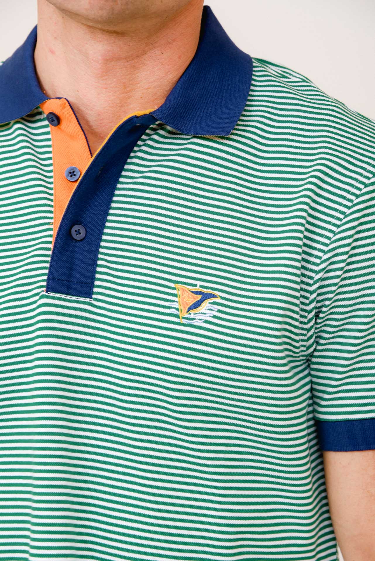 ΑΝΔΡΙΚΟ POLO PORTOBELLO'S ΠΡΑΣΙΝΟ ΡΙΓΕ ΜΕ ΜΠΛΕ ΚΑΙ ΠΟΡΤΟΚΑΛΙ ΛΕΠΤΟΜΕΡΕΙΕΣ