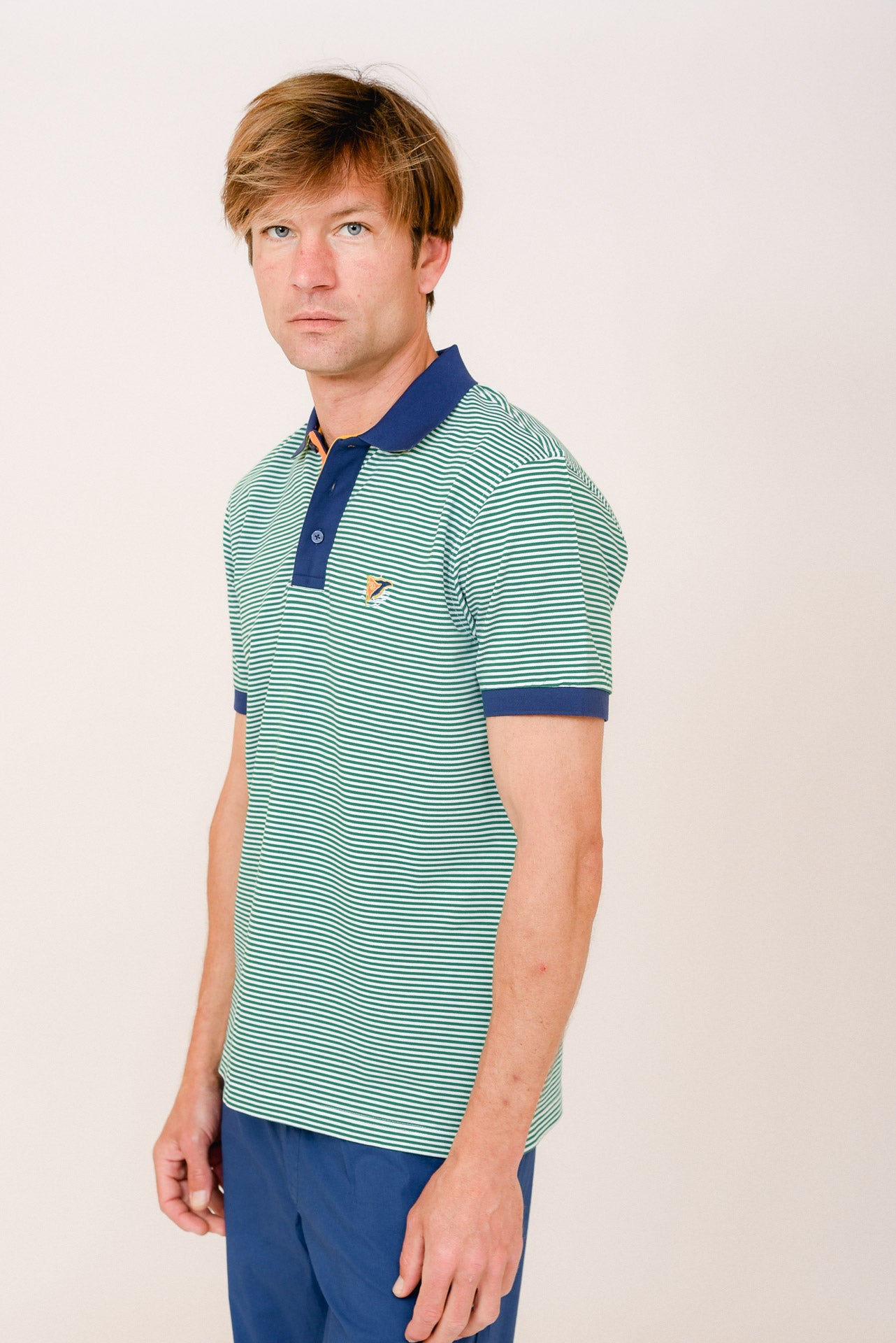 ΑΝΔΡΙΚΟ POLO PORTOBELLO'S ΠΡΑΣΙΝΟ ΡΙΓΕ ΜΕ ΜΠΛΕ ΚΑΙ ΠΟΡΤΟΚΑΛΙ ΛΕΠΤΟΜΕΡΕΙΕΣ