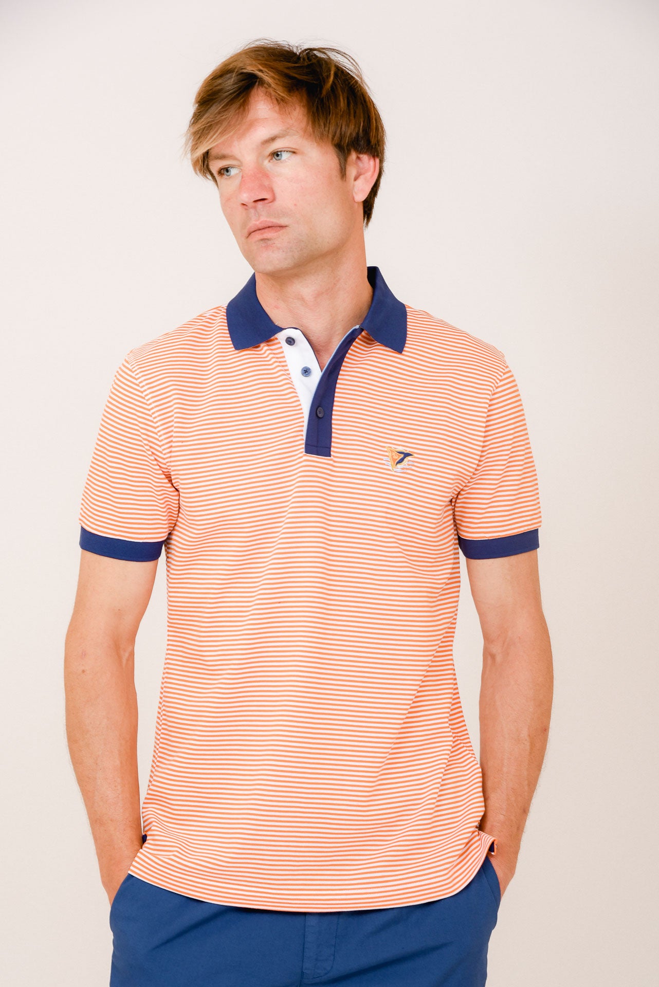 ΑΝΔΡΙΚΟ POLO PORTOBELLO'S ΡΙΓΕ ΠΟΡΤΟΚΑΛΙ ΜΕ ΛΕΥΚΗ ΚΑΙ ΜΠΛΕ ΛΕΠΤΟΜΕΡΕΙΑ