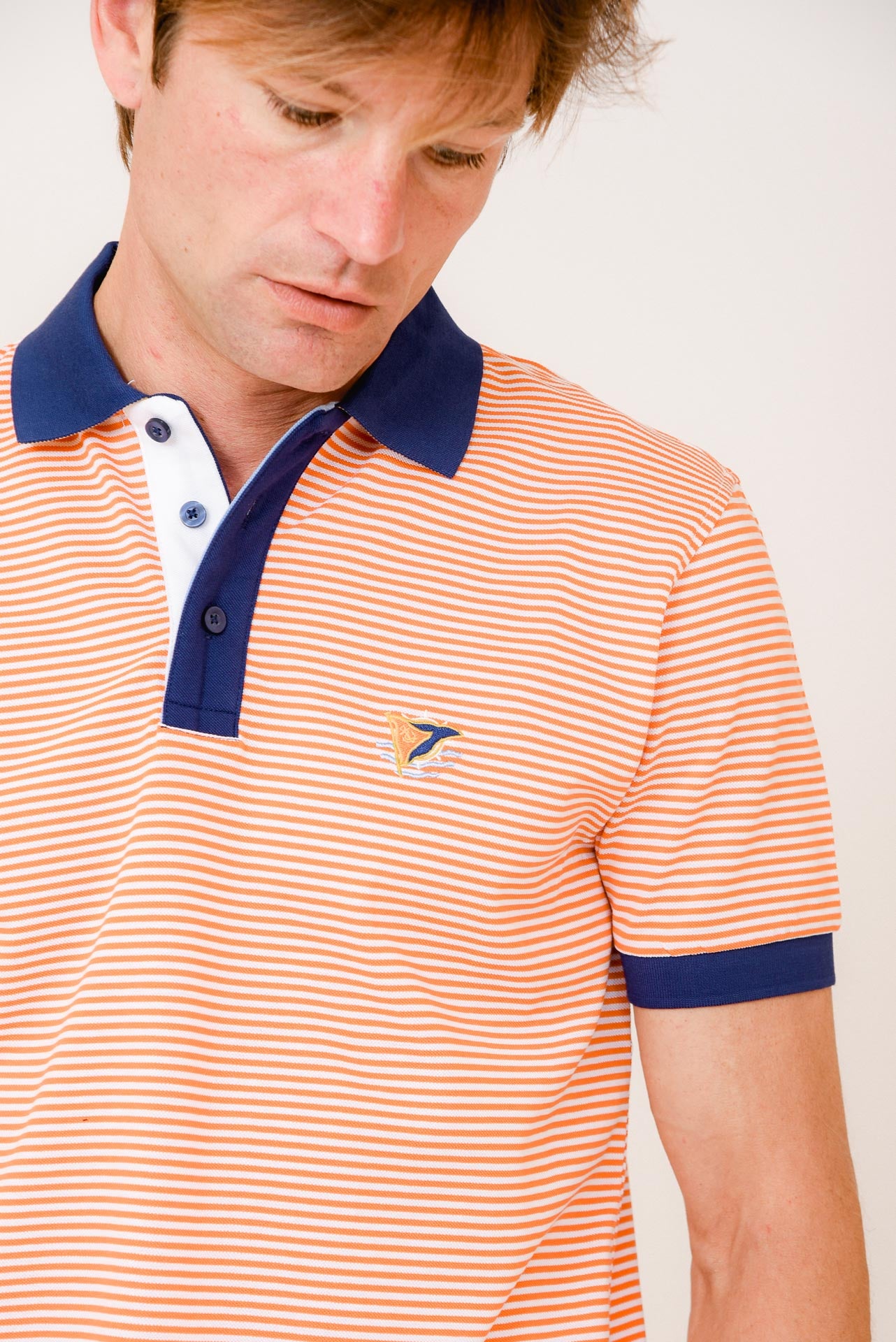 ΑΝΔΡΙΚΟ POLO PORTOBELLO'S ΡΙΓΕ ΠΟΡΤΟΚΑΛΙ ΜΕ ΛΕΥΚΗ ΚΑΙ ΜΠΛΕ ΛΕΠΤΟΜΕΡΕΙΑ