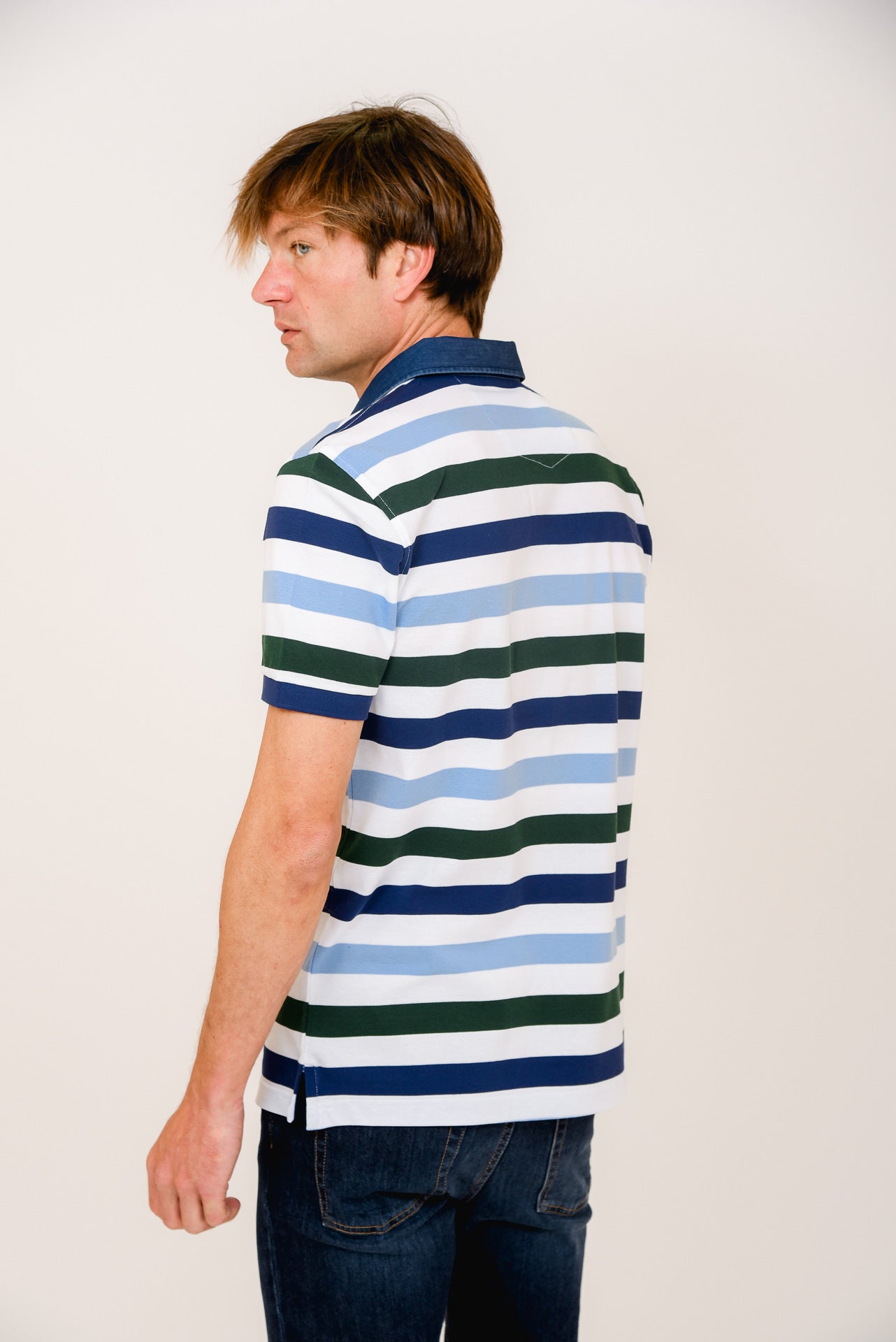 ΑΝΔΡΙΚΟ POLO PORTOBELLO'S ΜΠΛΕ ΠΡΑΣΙΝΟ ΜΕ ΛΕΥΚΕΣ ΚΑΙ ΘΑΛΑΣΣΙ ΡΙΓΕΣ