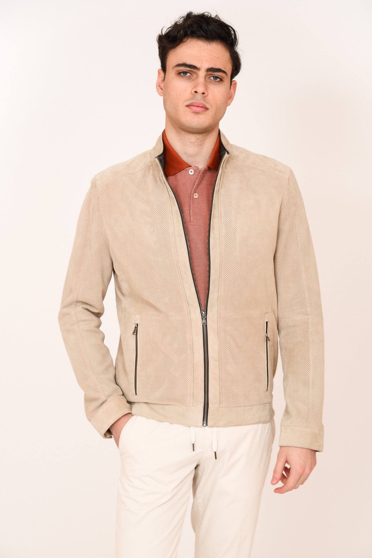 ΑΝΔΡΙΚΟ SUEDE JACKET PORTOBELLO'S ΜΕ ΚΟΥΚΟΥΛΑ ΜΠΕΖ ΣΚΟΥΡΟ
