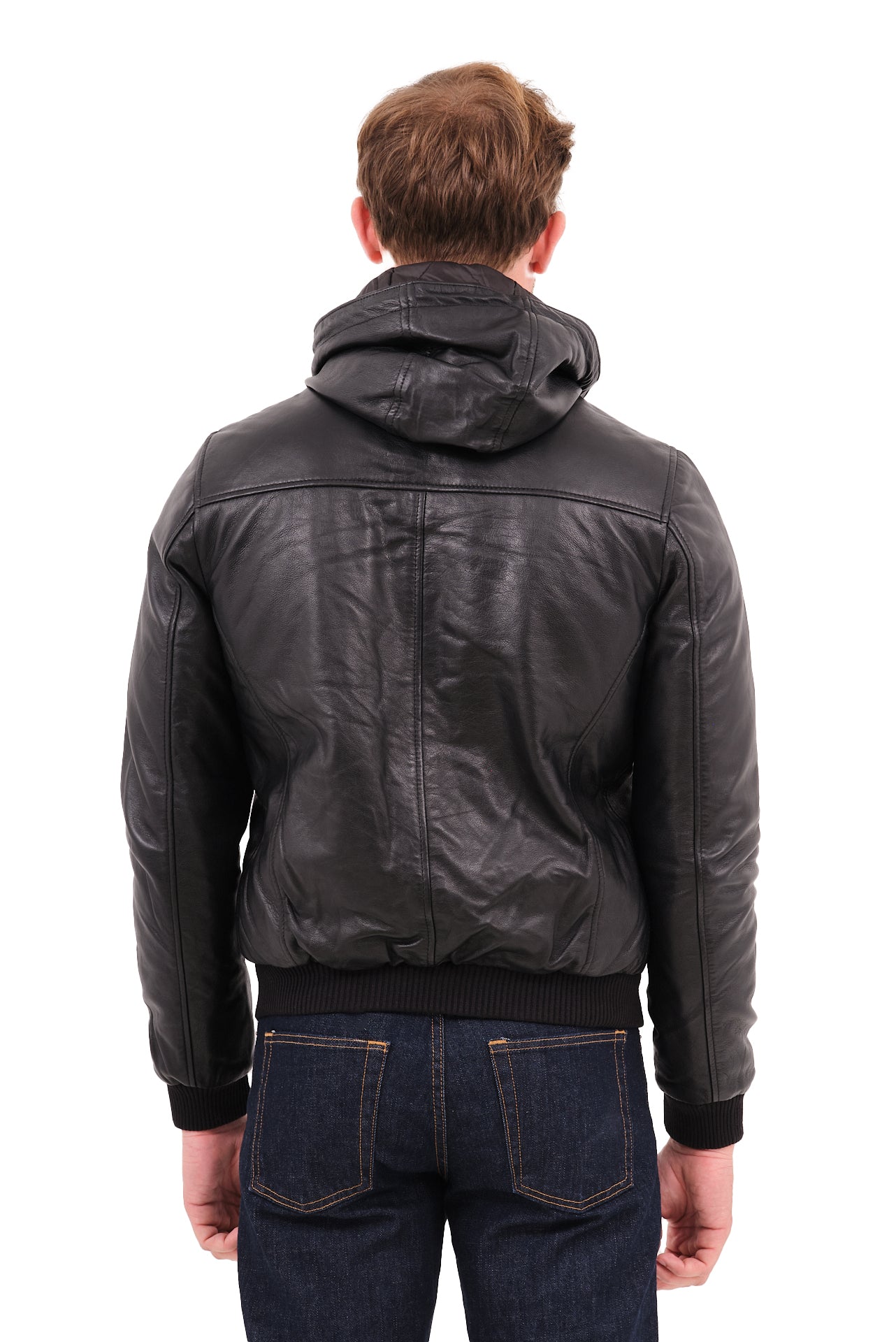 ΑΝΔΡΙΚΟ ΔΕΡΜΑΤΙΝΟ JACKET PORTOBELLO'S ΣΕ ΜΑΥΡΟ ΧΡΩΜΑ ΜΕ ΚΟΥΚΟΥΛΑ