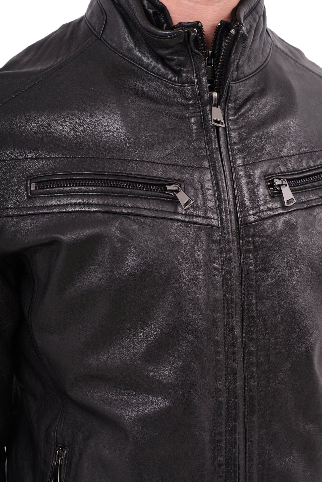 ΑΝΔΡΙΚΟ ΔΕΡΜΑΤΙΝΟ JACKET PORTOBELLO'S ΣΕ ΜΑΥΡΟ ΧΡΩΜΑ