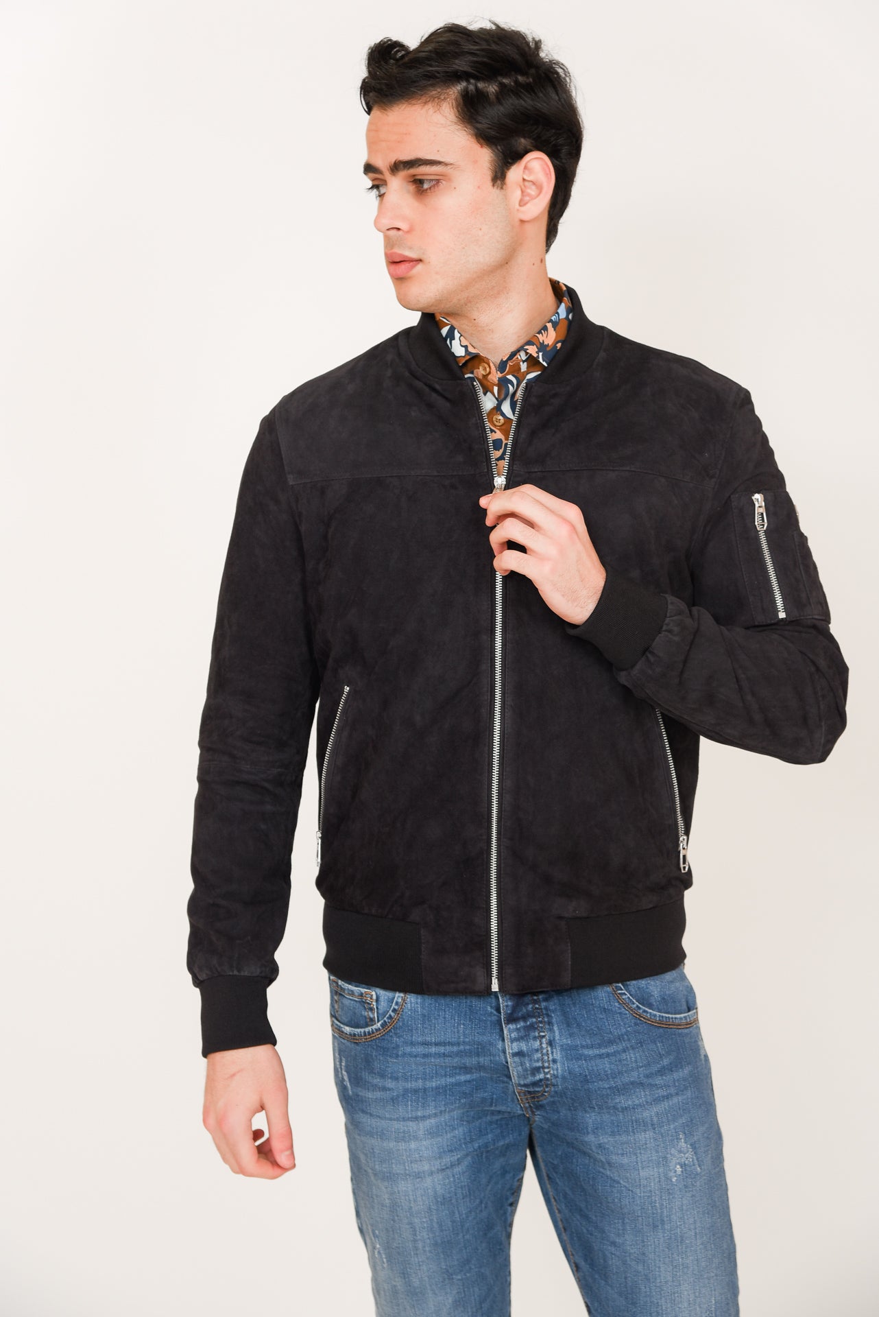 ΑΝΔΡΙΚΟ SUEDE BOMBER JACKET MILESTONE ΣΕ ΜΠΛΕ NAVY ΑΠΟΧΡΩΣΗ