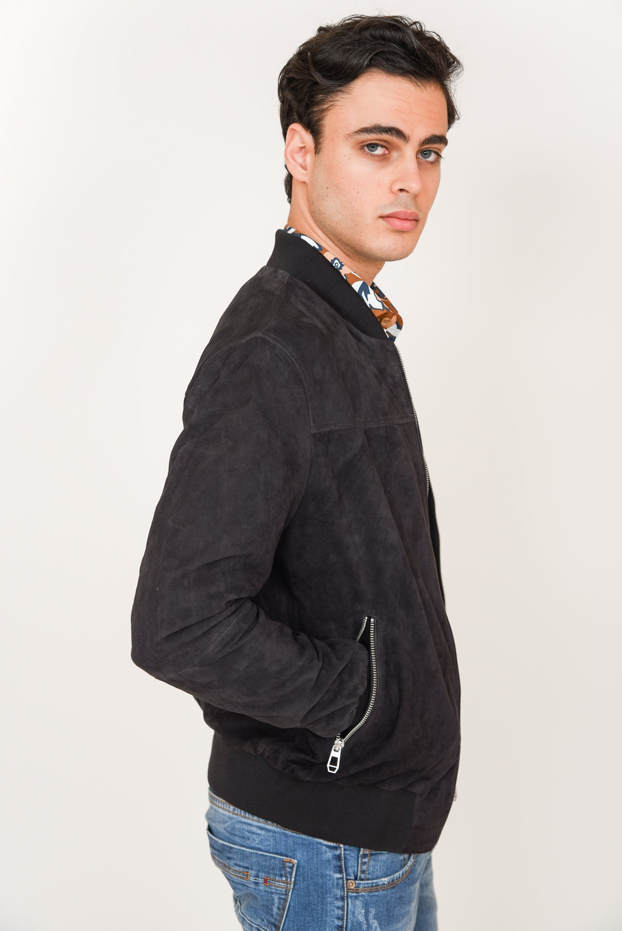 ΑΝΔΡΙΚΟ SUEDE BOMBER JACKET MILESTONE ΣΕ ΜΠΛΕ NAVY ΑΠΟΧΡΩΣΗ