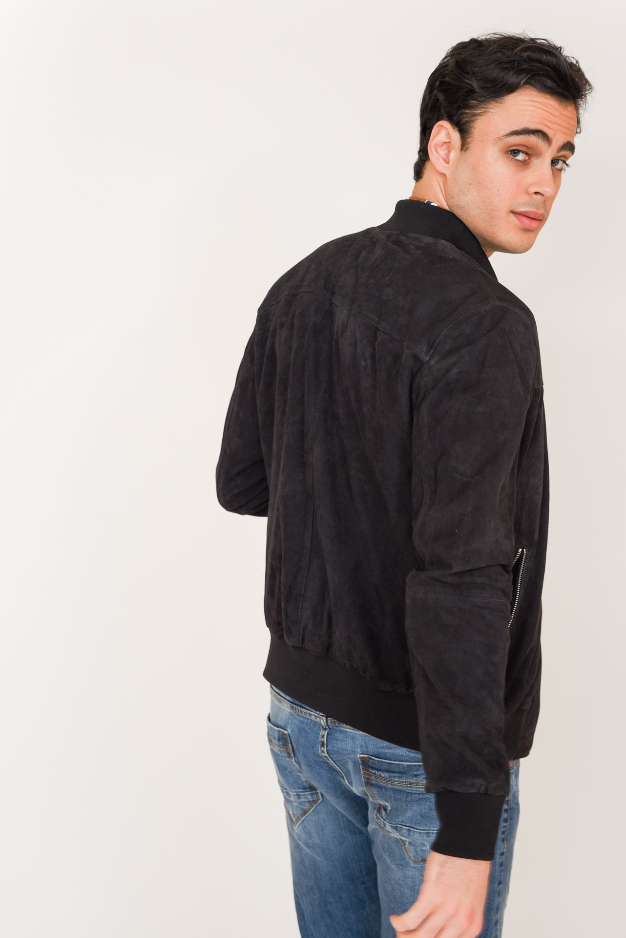 ΑΝΔΡΙΚΟ SUEDE BOMBER JACKET MILESTONE ΣΕ ΜΠΛΕ NAVY ΑΠΟΧΡΩΣΗ