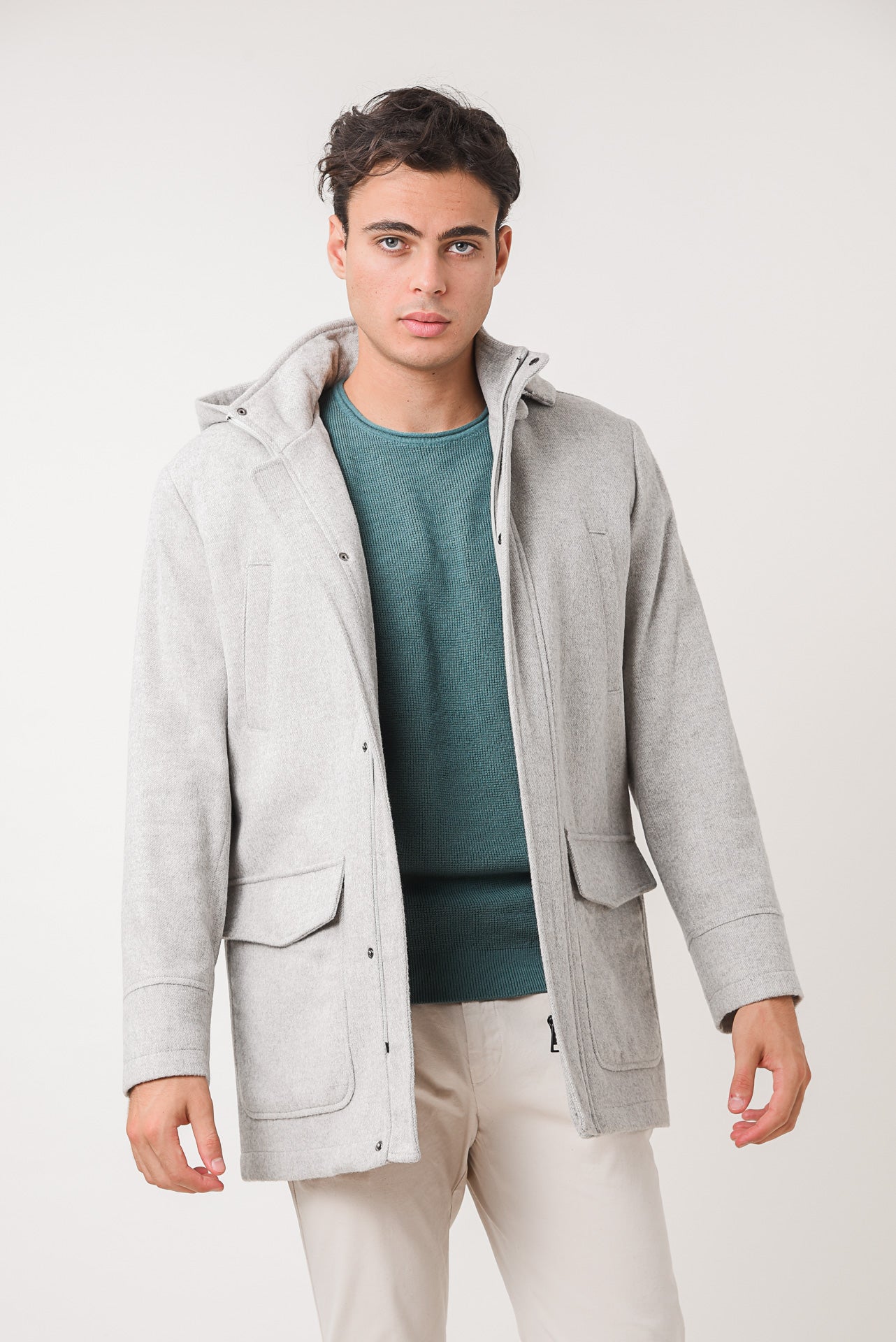 ΑΝΔΡΙΚΟ ΗΜΙΠΑΛΤΟ MONTGOMERY LES GENT'S ΣΕ ΓΚΡΙ ΧΡΩΜΑ