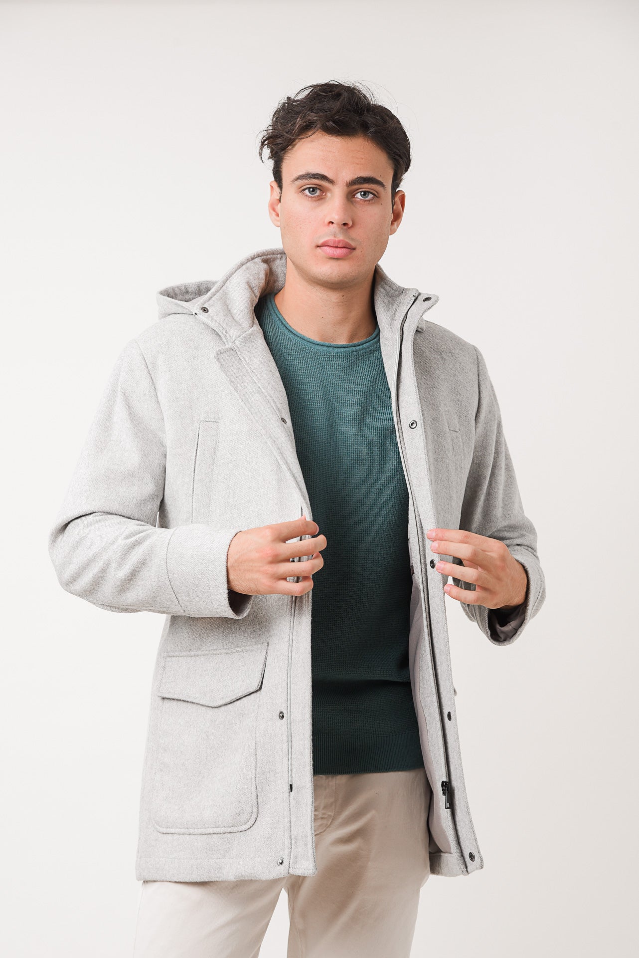 ΑΝΔΡΙΚΟ ΗΜΙΠΑΛΤΟ MONTGOMERY LES GENT'S ΣΕ ΓΚΡΙ ΧΡΩΜΑ