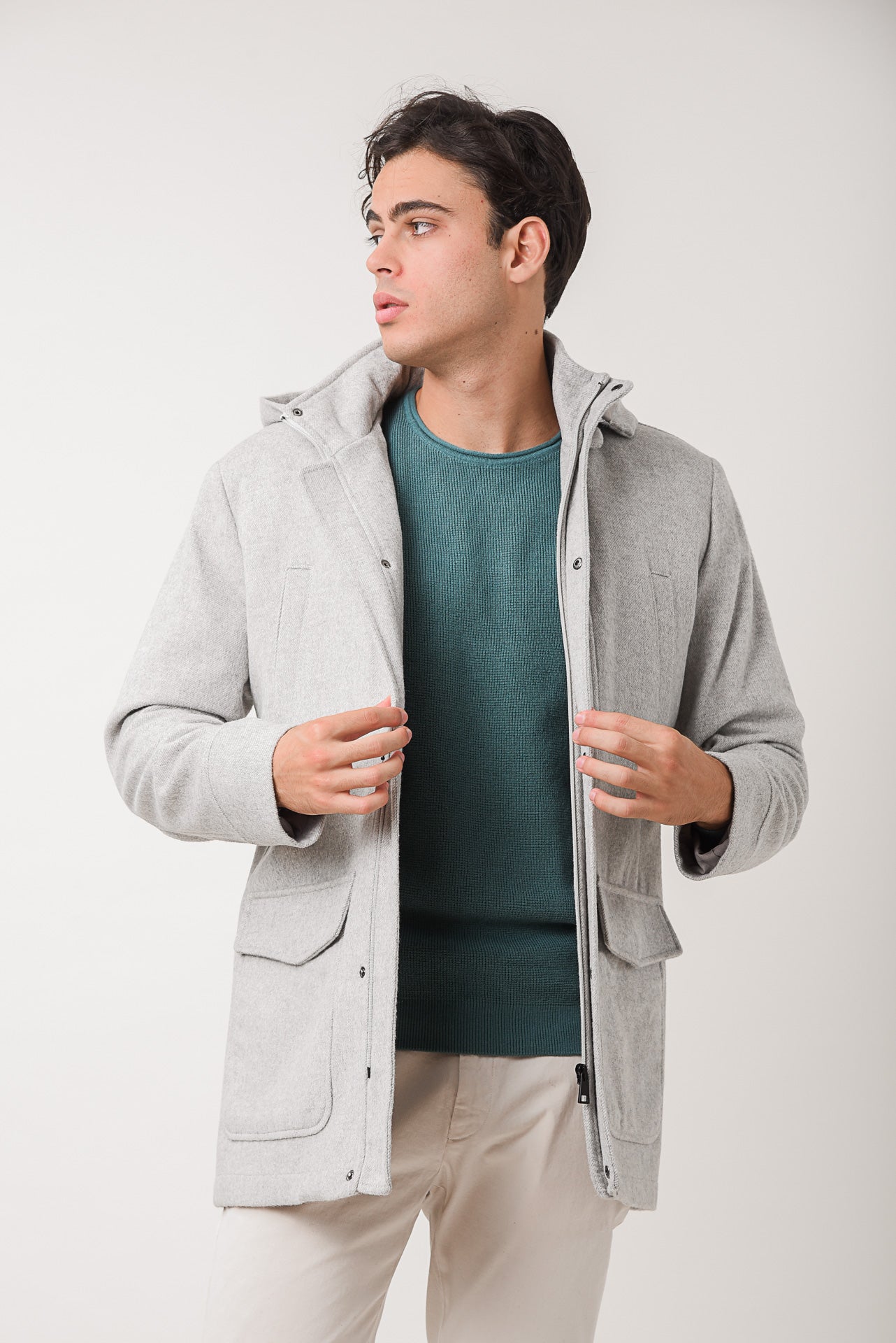 ΑΝΔΡΙΚΟ ΗΜΙΠΑΛΤΟ MONTGOMERY LES GENT'S ΣΕ ΓΚΡΙ ΧΡΩΜΑ