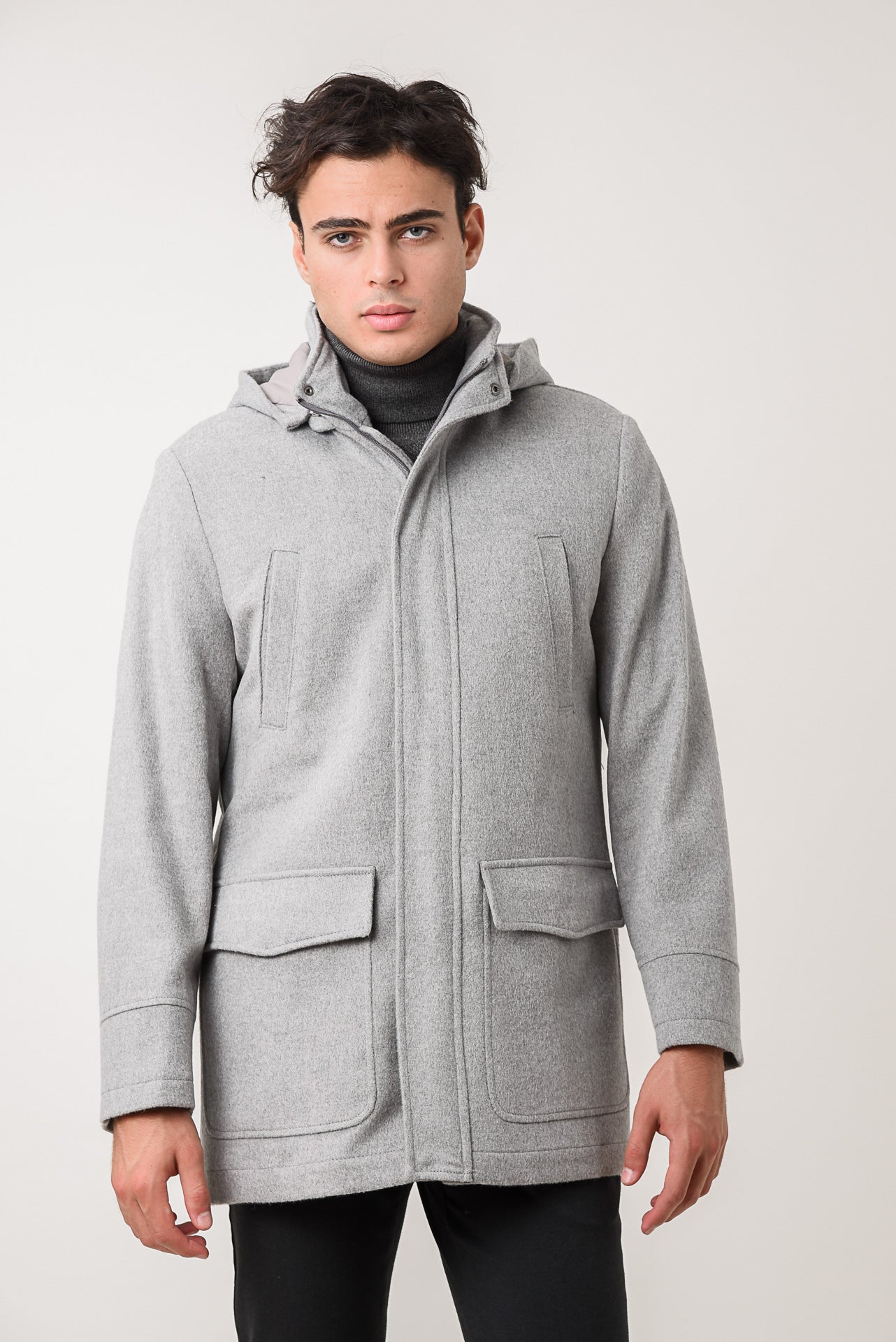 ΑΝΔΡΙΚΟ ΗΜΙΠΑΛΤΟ MONTGOMERY LES GENT'S ΣΕ LIGHT ΓΚΡΙ ΧΡΩΜΑ