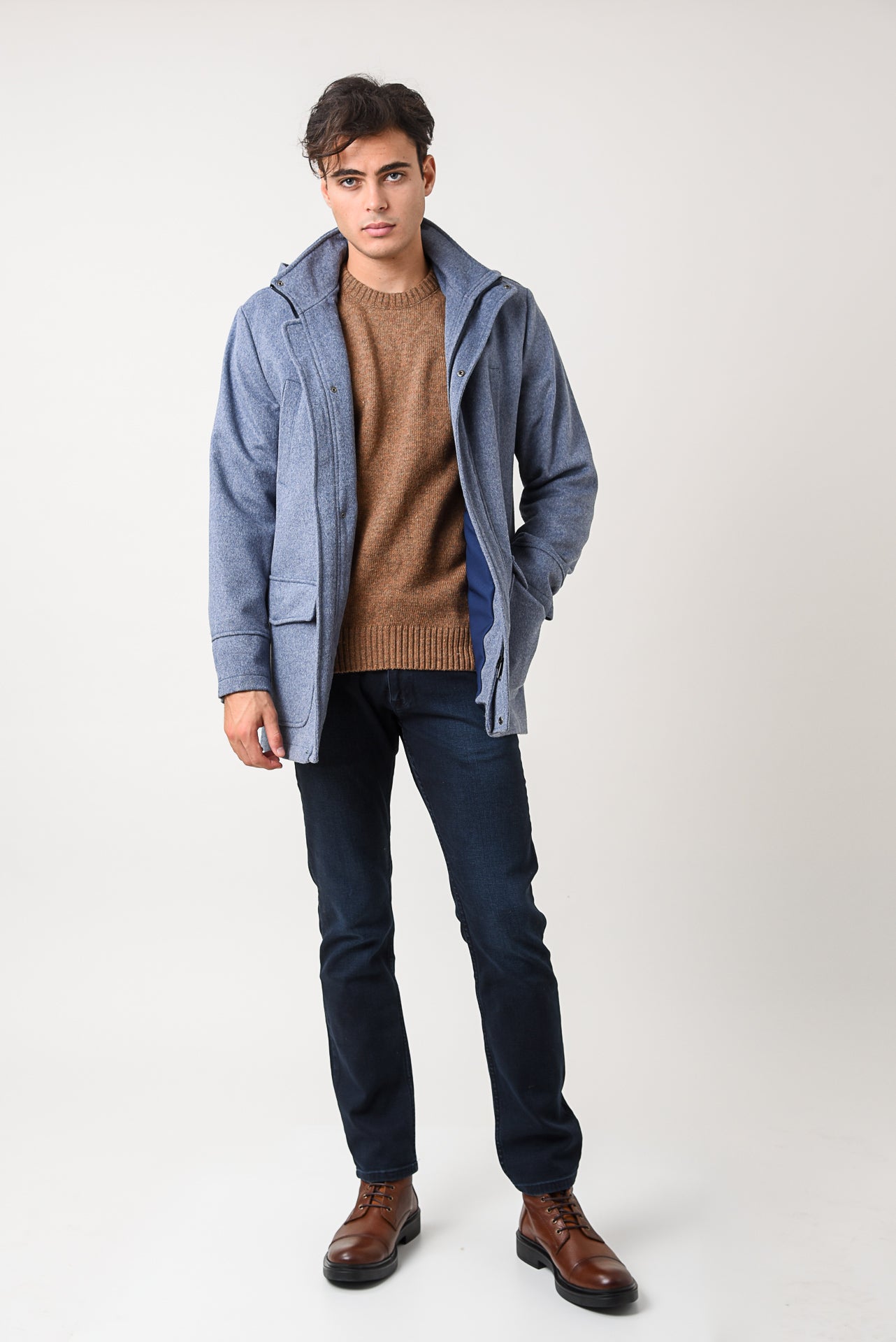 ΑΝΔΡΙΚΟ ΗΜΙΠΑΛΤΟ MONTGOMERY LES GENT'S ΣΕ ΣΙΕΛ ΧΡΩΜΑ