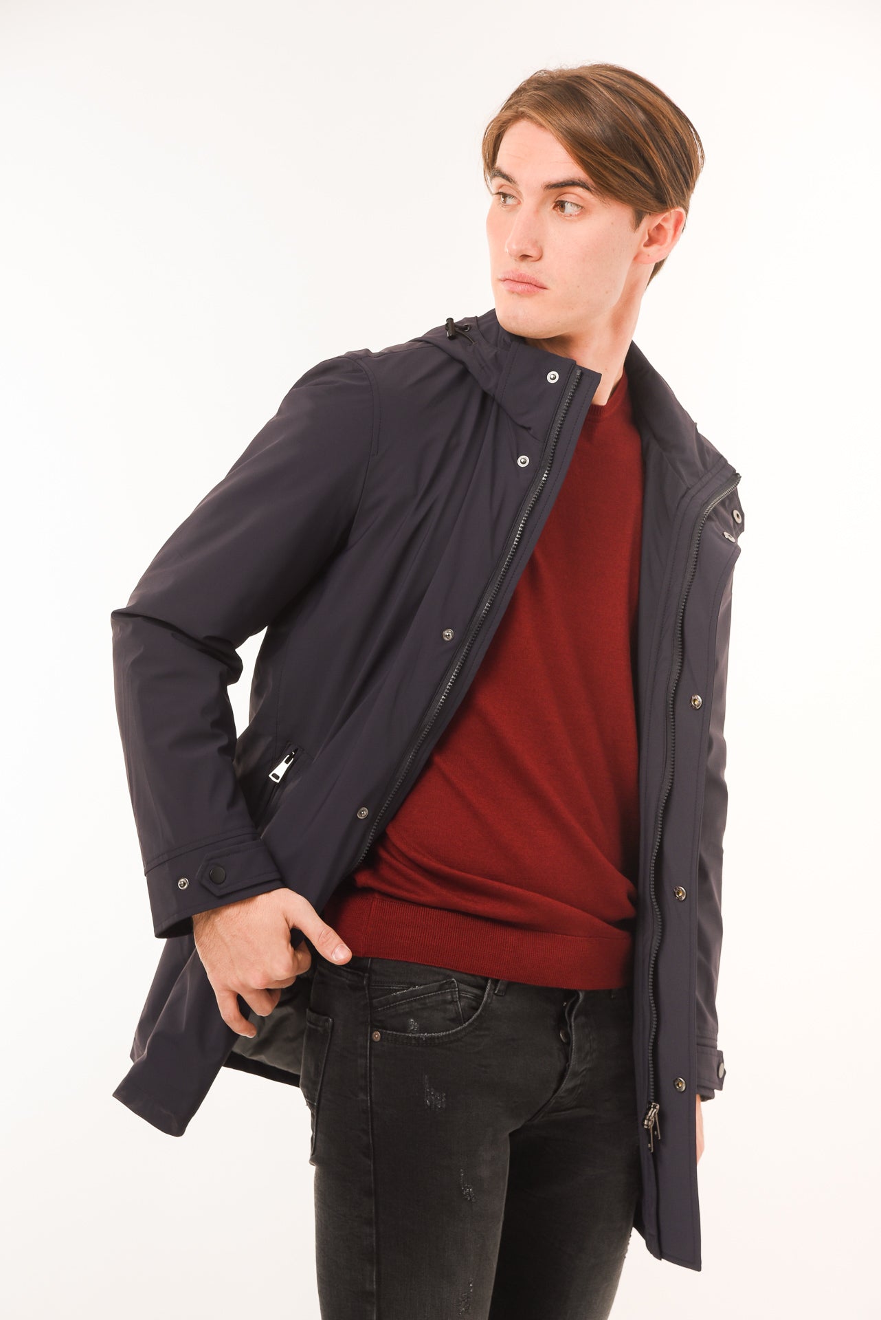 ΑΝΔΡΙΚΗ ΚΑΜΠΑΡΝΤΙΝΑ PORTOBELLO'S ΜΕ ΚΟΥΚΟΥΛΑ ΣΕ NAVY ΜΠΛΕ ΧΡΩΜΑ