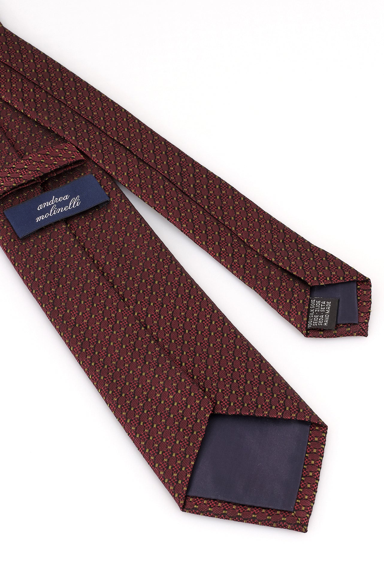 ΑΝΔΡΙΚΗ ΜΕΤΑΞΩΤΗ ΓΡΑΒΑΤΑ ANDREA MOLINELLI ΣΕ ΜΠΟΡΝΤΟ ΧΡΩΜΑ ΜΕ ΠΡΑΣΙΝΑ ΜΟΤΙΒΑ