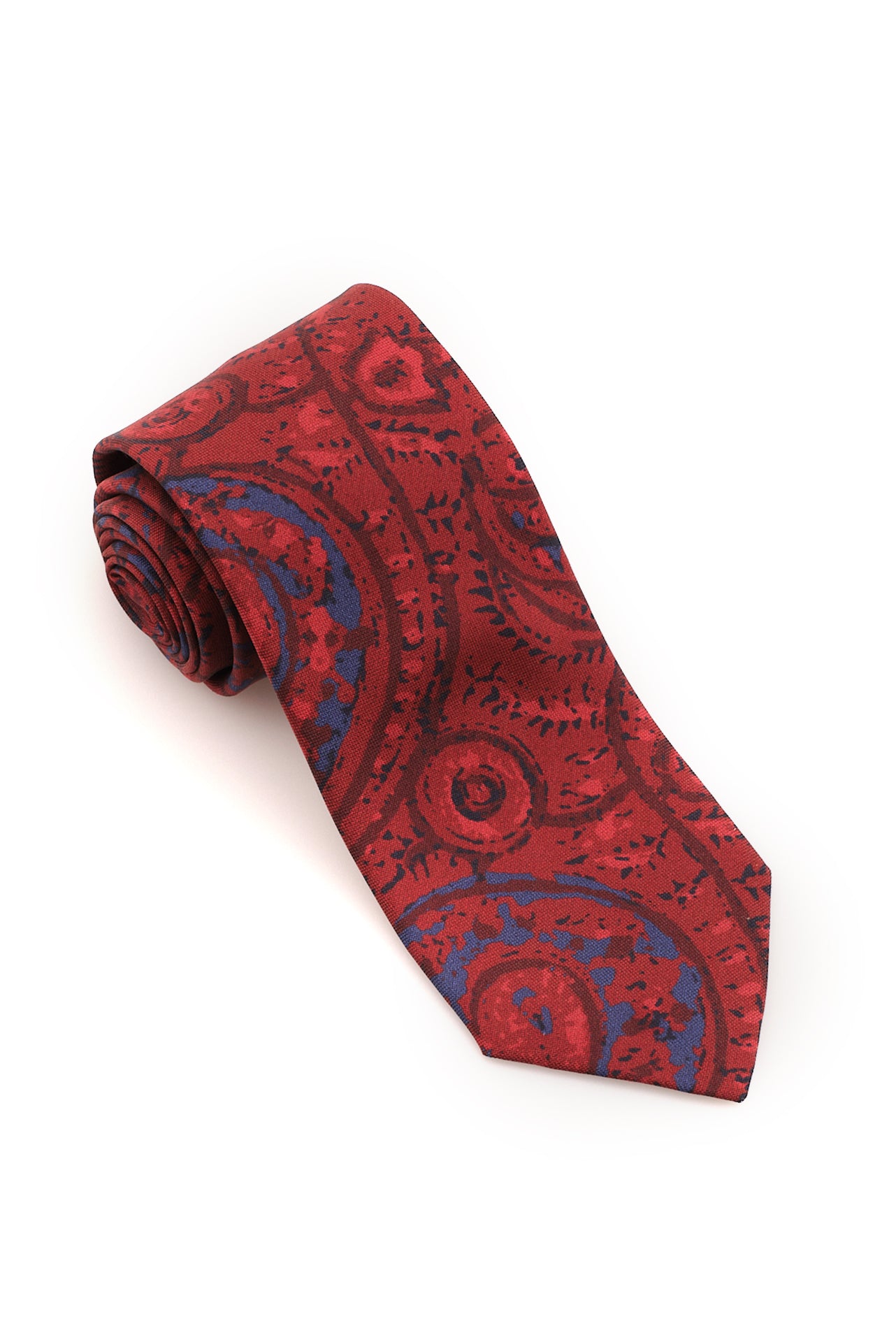 ΑΝΔΡΙΚΗ ΜΕΤΑΞΩΤΗ ΓΡΑΒΑΤΑ PORTOBELLO'S ΣΕ ΜΠΛΕ ΚΑΙ ΚΟΚΚΙΝΟ ΧΡΩΜΑ ΜΕ ΜΕΓΑΛΑ ΜΟΤΙΒΑ