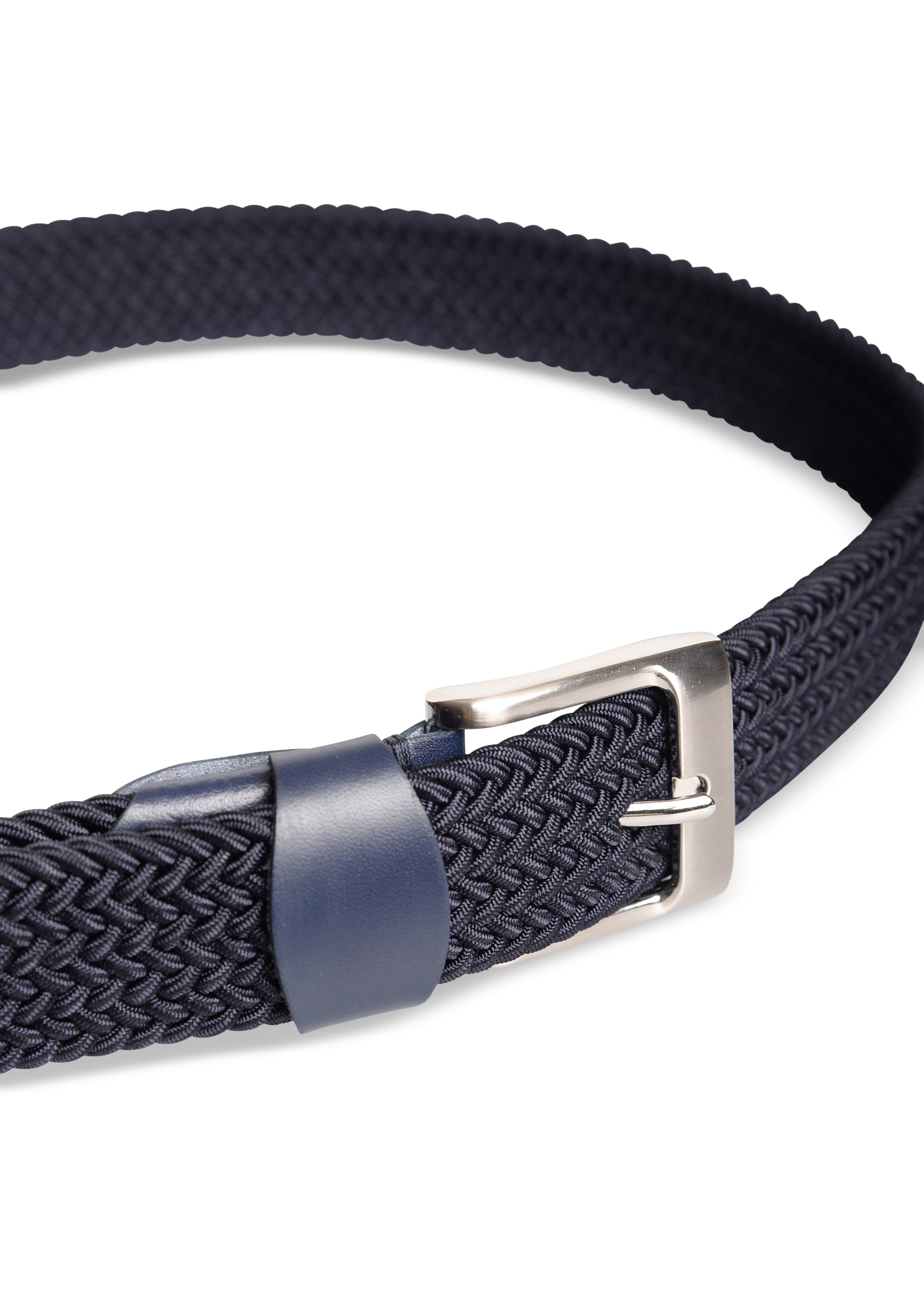 ΑΝΔΡΙΚΗ ΖΩΝΗ ΠΛΕΚΤΗ ΕΛΑΣΤΙΚΗ PORTOBELLO'S ΧΡΩΜΑΤΟΣ ΜΠΛΕ ΜΕ ΑΣΗΜΙ ΑΓΚΡΑΦΑ