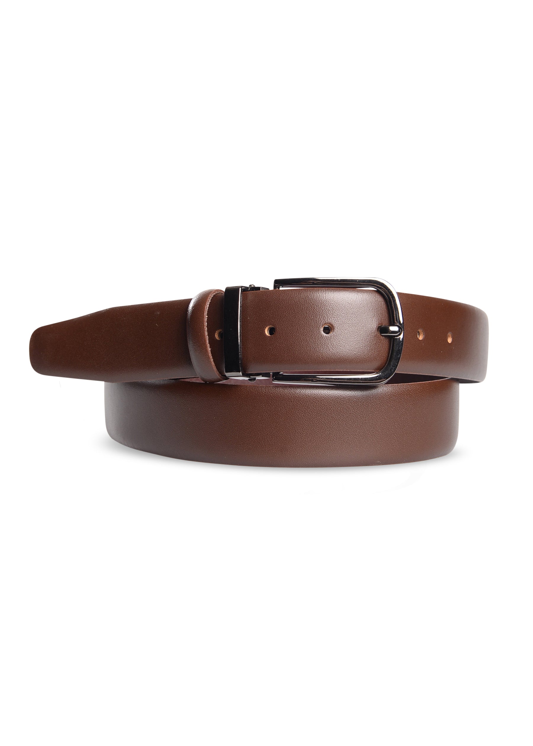 ΑΝΔΡΙΚΗ ΔΕΡΜΑΤΙΝΗ ΖΩΝΗ PORTOBELLO'S ΚΑΦΕ ΜΟΝΟΧΡΩΜΗ ΜΕ ΑΣΗΜΙ ΑΓΚΡΑΦΑ