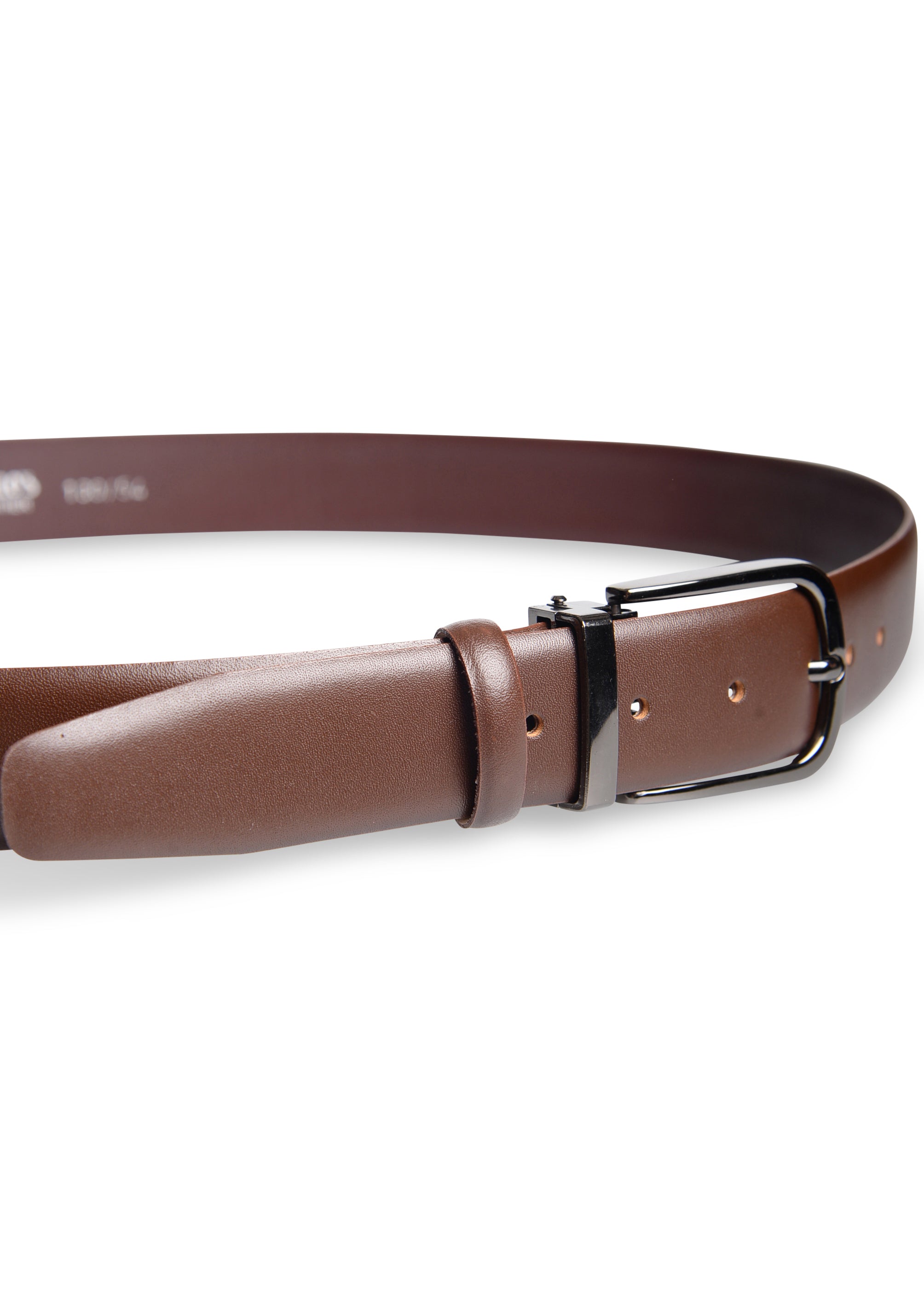 ΑΝΔΡΙΚΗ ΔΕΡΜΑΤΙΝΗ ΖΩΝΗ PORTOBELLO'S ΚΑΦΕ ΜΟΝΟΧΡΩΜΗ ΜΕ ΑΣΗΜΙ ΑΓΚΡΑΦΑ