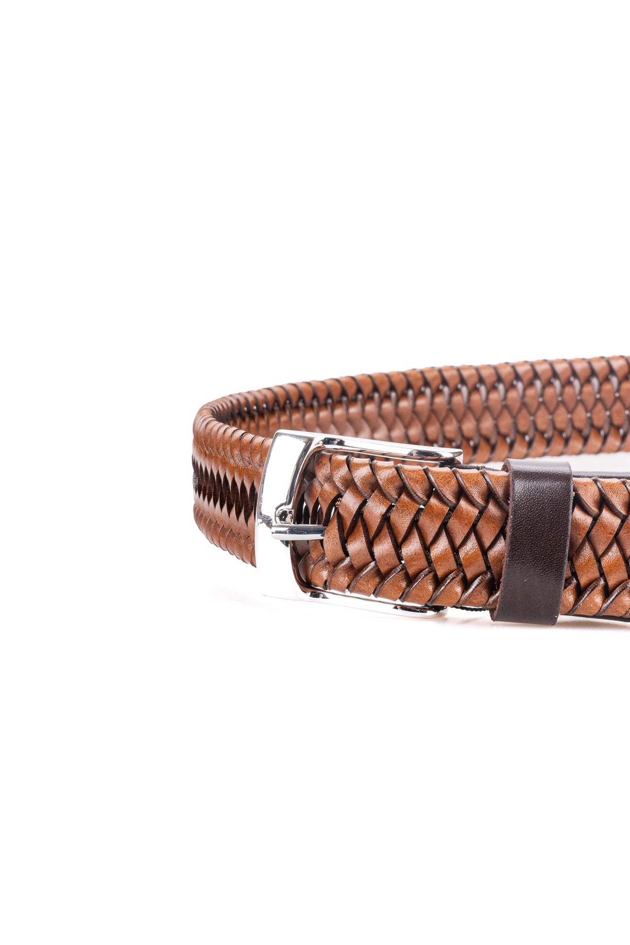 ΑΝΔΡΙΚΗ ΖΩΝΗ ΠΛΕΚΤΗ ΕΛΑΣΤΙΚΗ PORTOBELLO'S ΣΕ ΚΑΜΕΛ ΑΠΟΧΡΩΣΗ ΜΕ ΑΓΚΡΑΦΑ ΣΕ ΑΣΗΜΙ ΧΡΩΜΑ