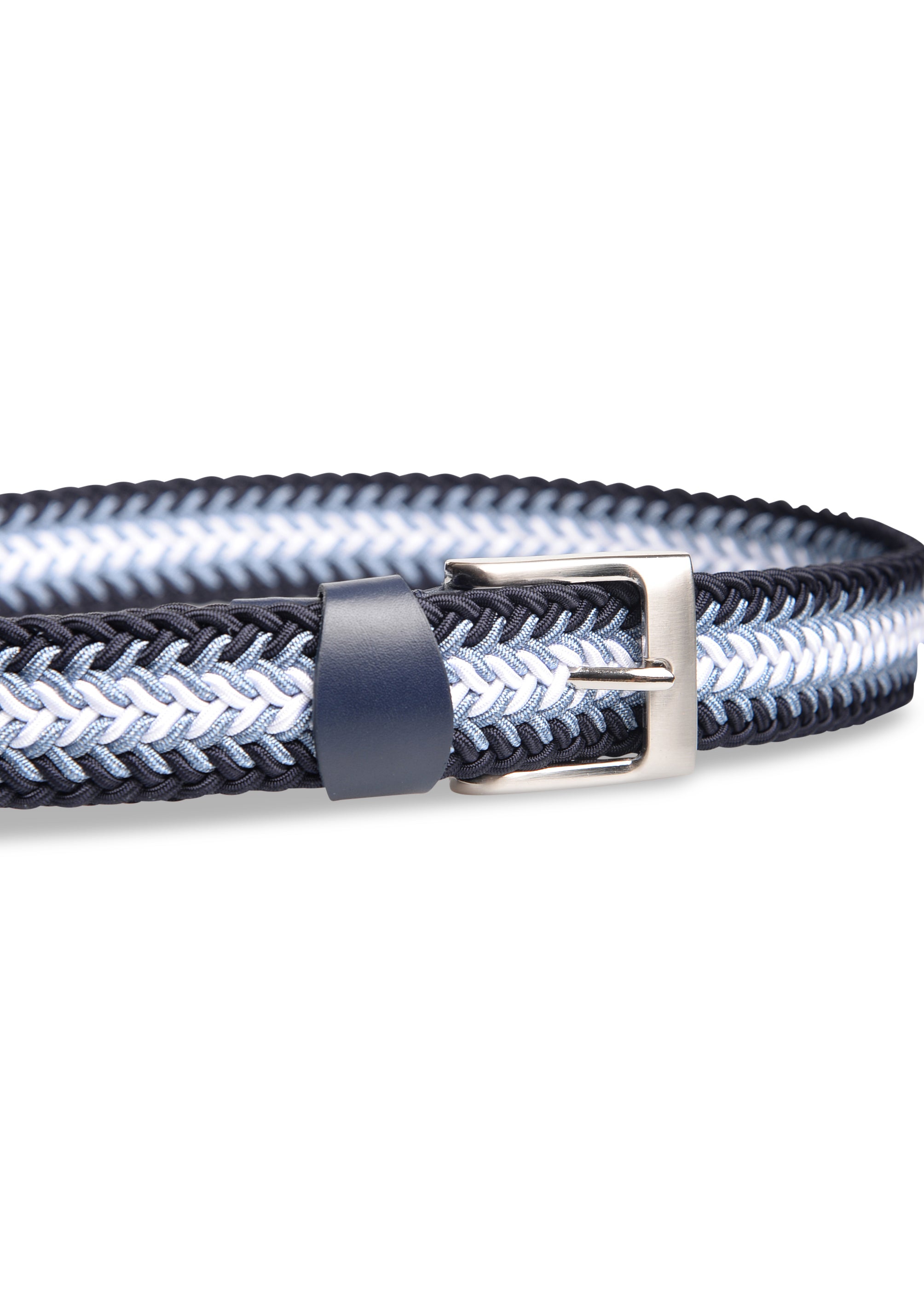 ΑΝΔΡΙΚΗ ΖΩΝΗ ΠΛΕΚΤΗ ΕΛΑΣΤΙΚΗ PORTOBELLO'S ΣΙΕΛ ΜΕ ΜΠΛΕ ΚΑΙ ΛΕΥΚΕΣ ΛΕΠΤΟΜΕΡΕΙΕΣ