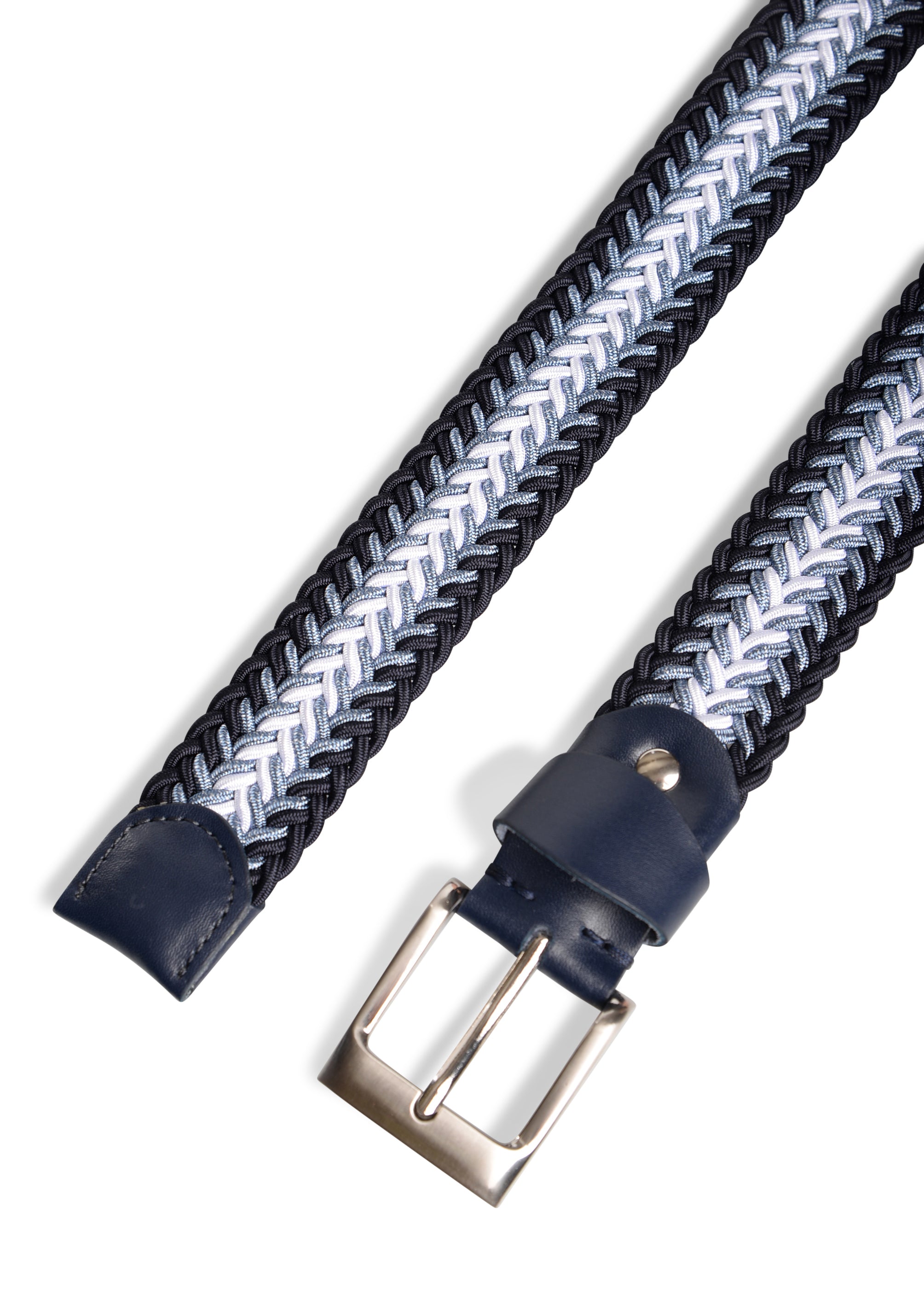 ΑΝΔΡΙΚΗ ΖΩΝΗ ΠΛΕΚΤΗ ΕΛΑΣΤΙΚΗ PORTOBELLO'S ΣΙΕΛ ΜΕ ΜΠΛΕ ΚΑΙ ΛΕΥΚΕΣ ΛΕΠΤΟΜΕΡΕΙΕΣ