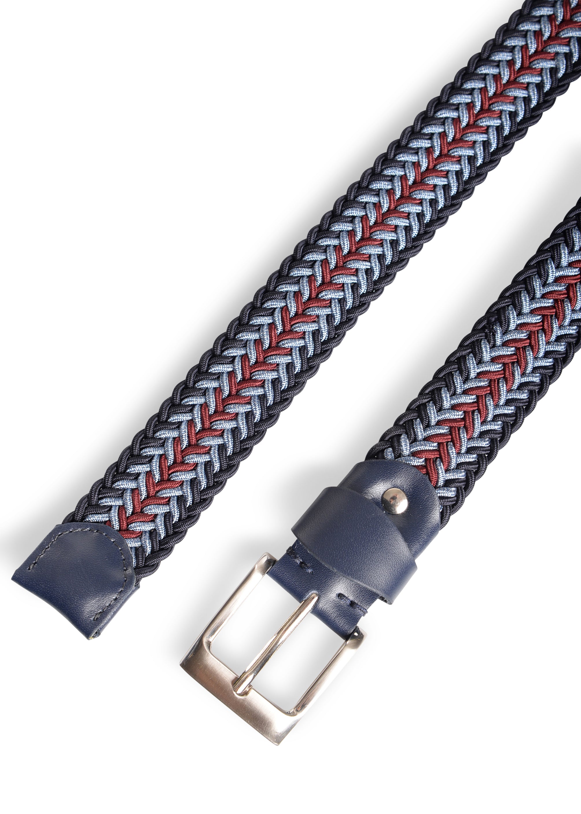 ΑΝΔΡΙΚΗ ΖΩΝΗ ΠΛΕΚΤΗ PORTOBELLO'S ΜΠΛΕ ΜΕ ΣΙΕΛ ΚΑΙ ΜΠΟΡΝΤΟ ΛΕΠΤΟΜΕΡΕΙΕΣ ΚΑΙ ΑΣΗΜΙ ΑΓΚΡΑΦΑ