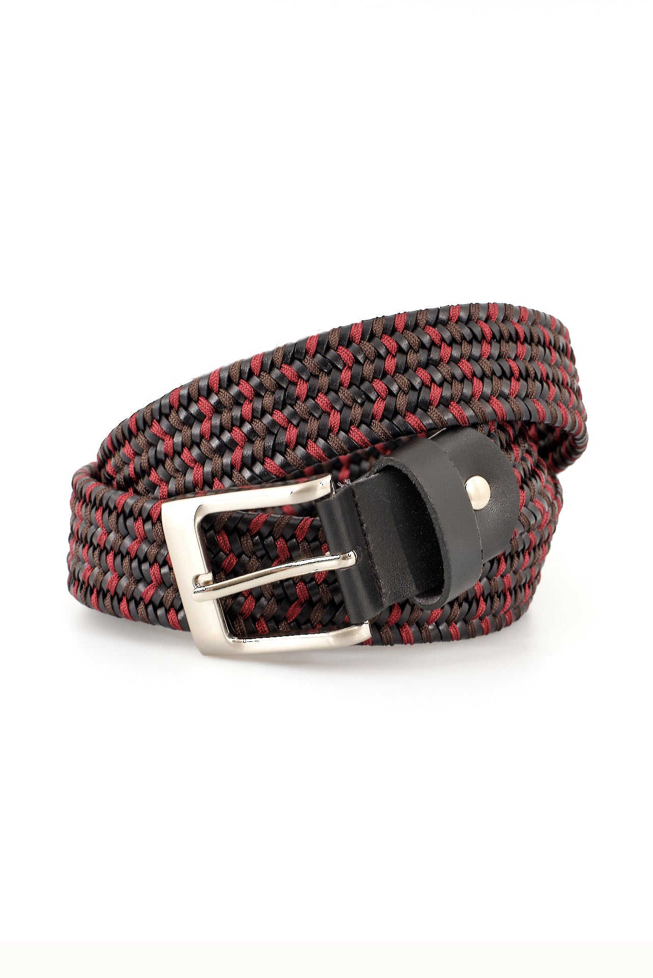 ΑΝΔΡΙΚΗ ΠΛΕΚΤΗ ΔΕΡΜΑΤΙΝΗ ΖΩΝΗ ΙΜΑΝΤΑΣ ΣΕ ΜΑΥΡΟ ΚΟΚΚΙΝΟ ΧΡΩΜΑ ΜΕ ΑΣΗΜΙ ΑΓΚΡΑΦΑ