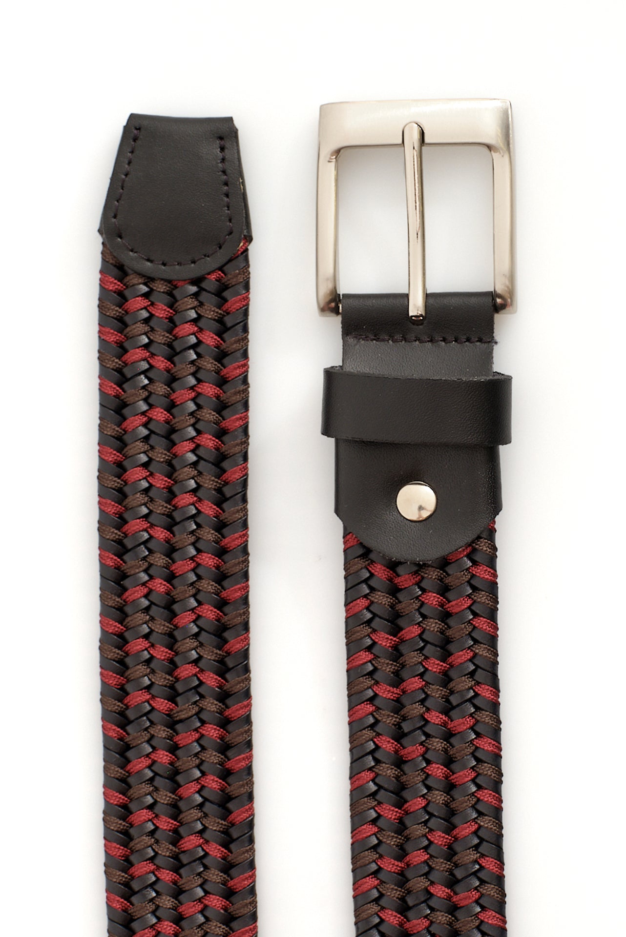 ΑΝΔΡΙΚΗ ΠΛΕΚΤΗ ΔΕΡΜΑΤΙΝΗ ΖΩΝΗ ΙΜΑΝΤΑΣ ΣΕ ΜΑΥΡΟ ΚΟΚΚΙΝΟ ΧΡΩΜΑ ΜΕ ΑΣΗΜΙ ΑΓΚΡΑΦΑ