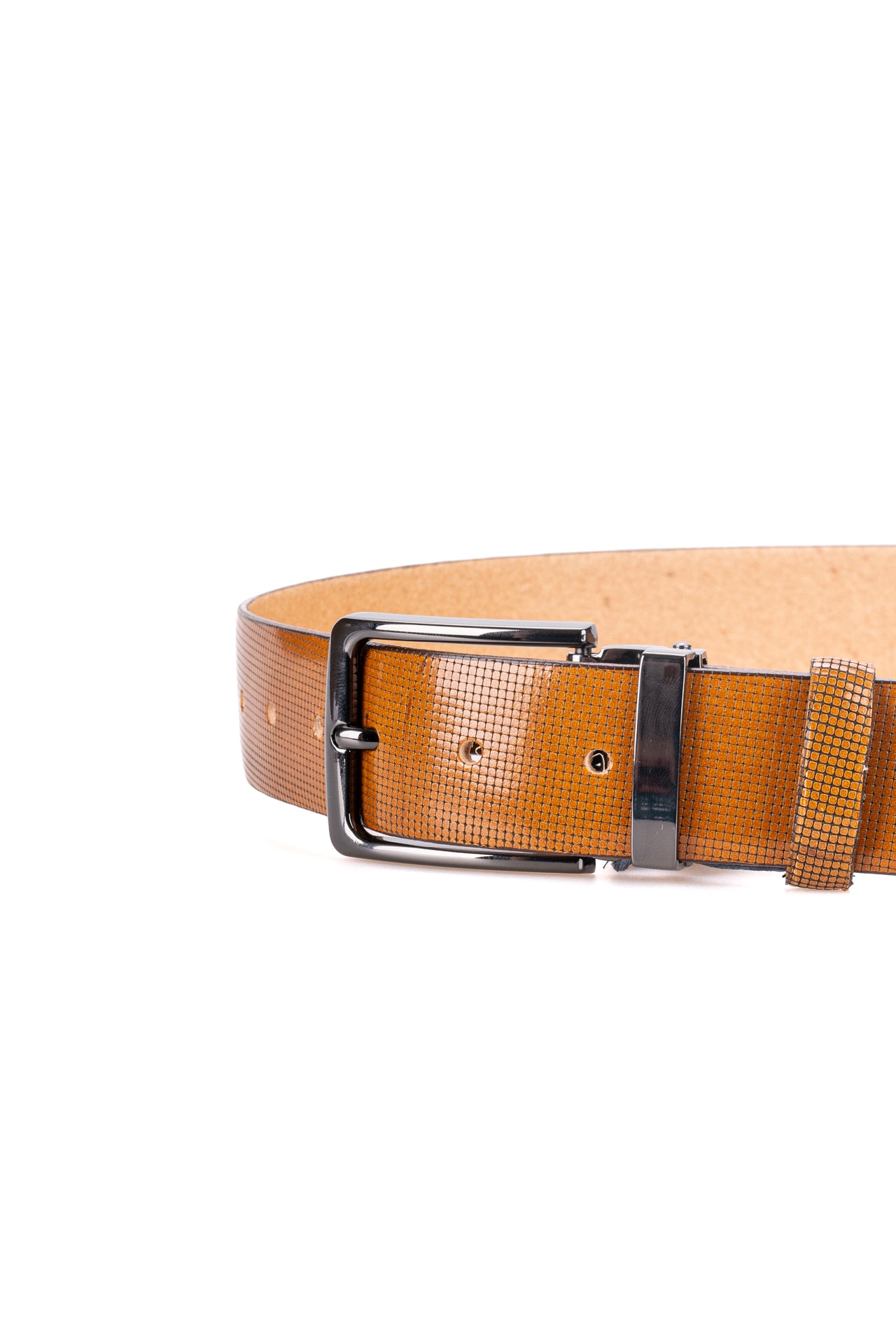 ΑΝΔΡΙΚΗ ΖΩΝΗ LEATHER PORTOBELLO'S TABAC ΓΥΑΛΙΣΤΕΡΗ ΜΕ ΑΣΗΜΙ ΑΓΚΡΑΦΑ