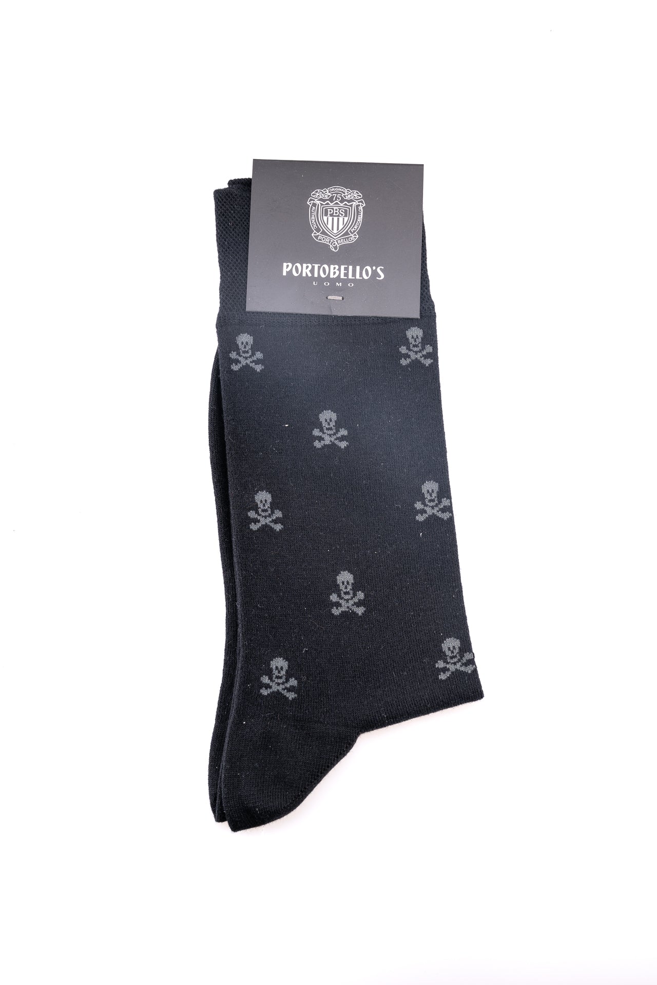 ΑΝΔΡΙΚΕΣ ΚΑΛΤΣΕΣ PORTOBELLO'S ΜΑΥΡΟ ΧΡΩΜΑ ΜΕ ΣΧΕΔΙΟ ΓΚΡΙ SKULLS