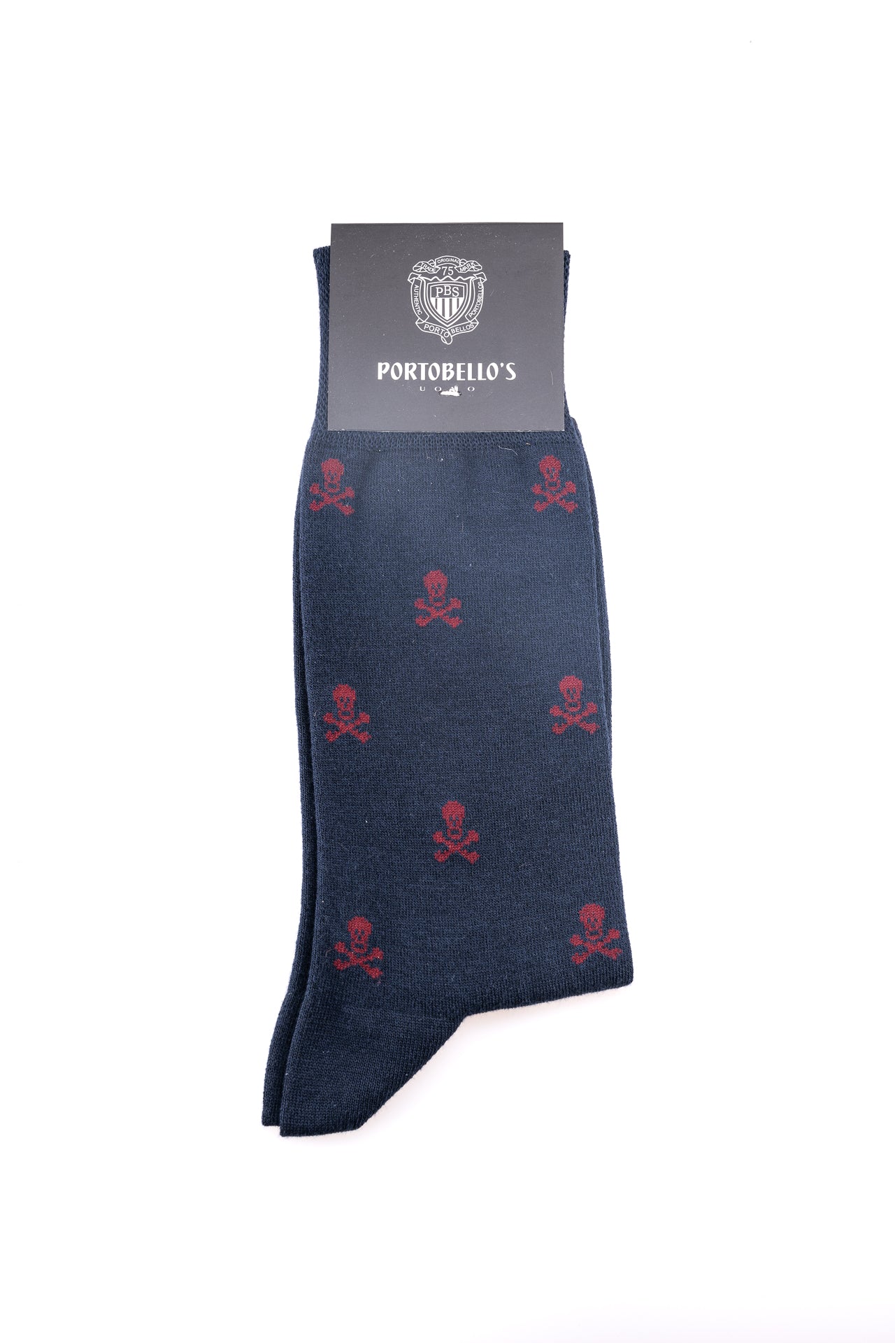 ΑΝΔΡΙΚΕΣ ΚΑΛΤΣΕΣ PORTOBELLO'S ΜΠΛΕ ΜΕ ΣΧΕΔΙΟ ΚΟΚΚΙΝΑ SKULLS