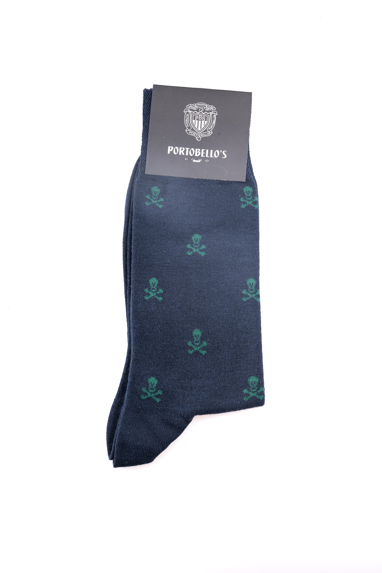 ΑΝΔΡΙΚΕΣ ΚΑΛΤΣΕΣ PORTOBELLO'S ΜΠΛΕ ΜΕ ΣΧΕΔΙΟ ΠΡΑΣΙΝΑ SKULLS