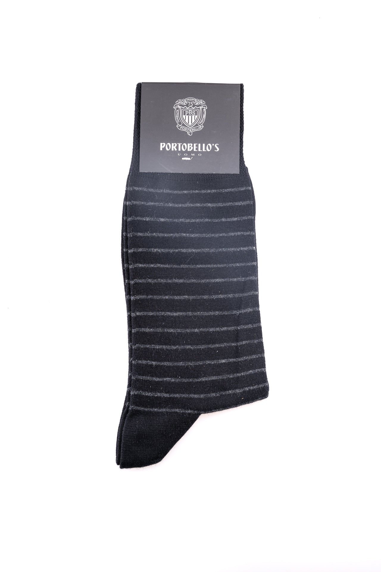 ΑΝΔΡΙΚΕΣ ΚΑΛΤΣΕΣ PORTOBELLO'S ΜΑΥΡΟ ΧΡΩΜΑ ΜΕ ΓΚΡΙ ΡΙΓΕΣ