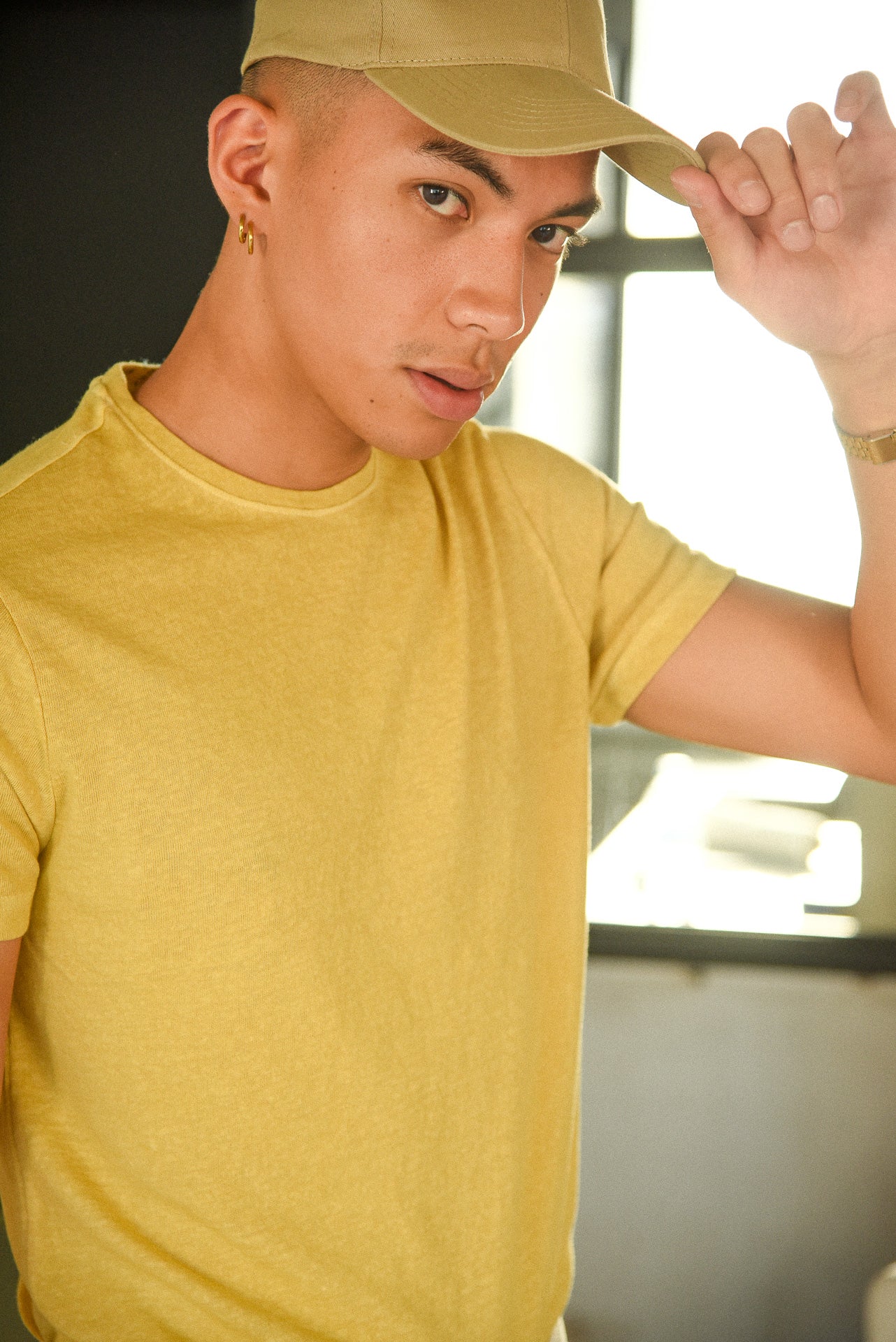 ΑΝΔΡΙΚΟ T-SHIRT PORTOBELLO'S ΚΙΤΡΙΝΟ ΜΟΝΟΧΡΩΜΟ WASHED