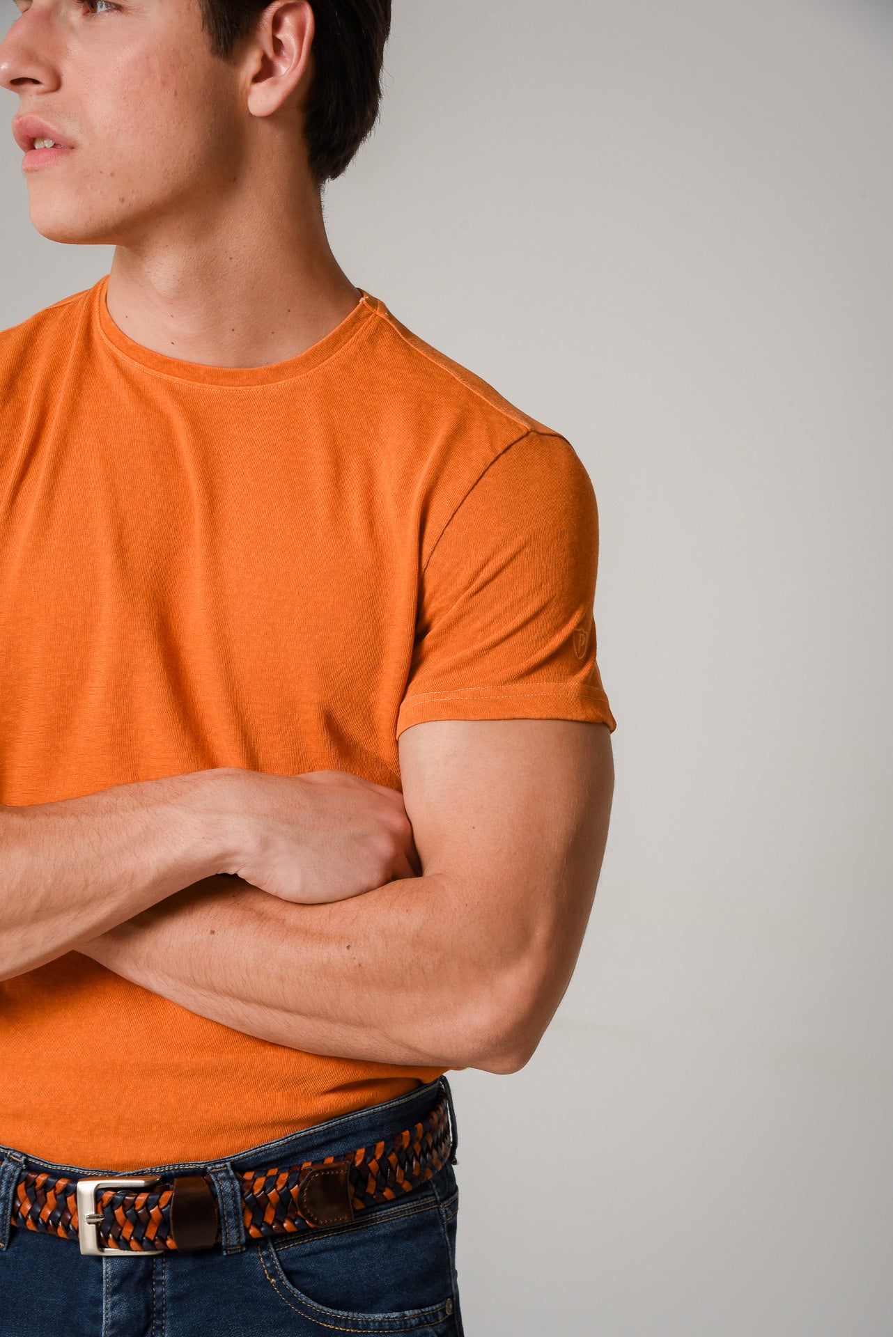 ΑΝΔΡΙΚΟ T-SHIRT PORTOBELLO'S ΠΟΡΤΟΚΑΛΙ ΜΟΝΟΧΡΩΜΟ WASHED