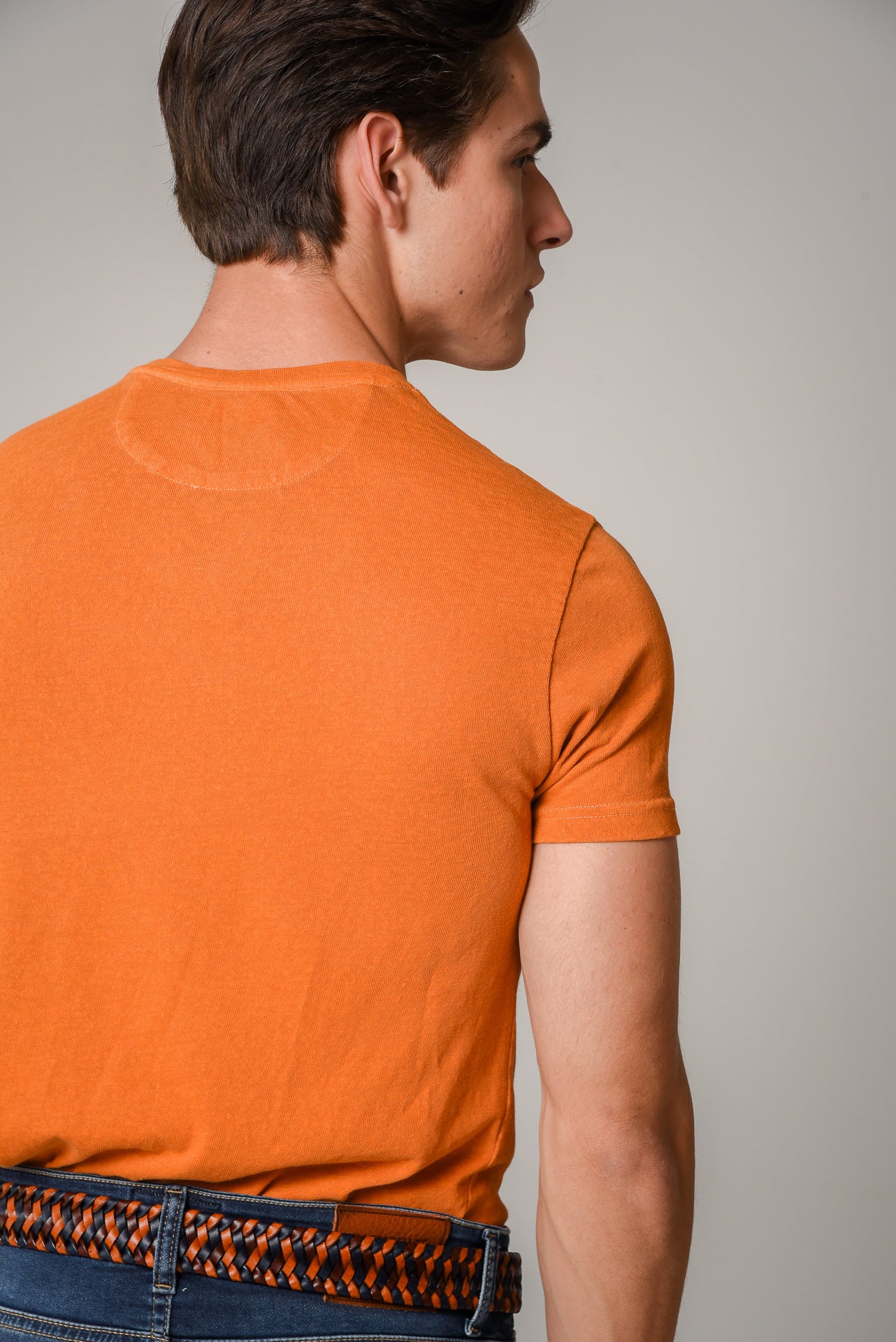 ΑΝΔΡΙΚΟ T-SHIRT PORTOBELLO'S ΠΟΡΤΟΚΑΛΙ ΜΟΝΟΧΡΩΜΟ WASHED